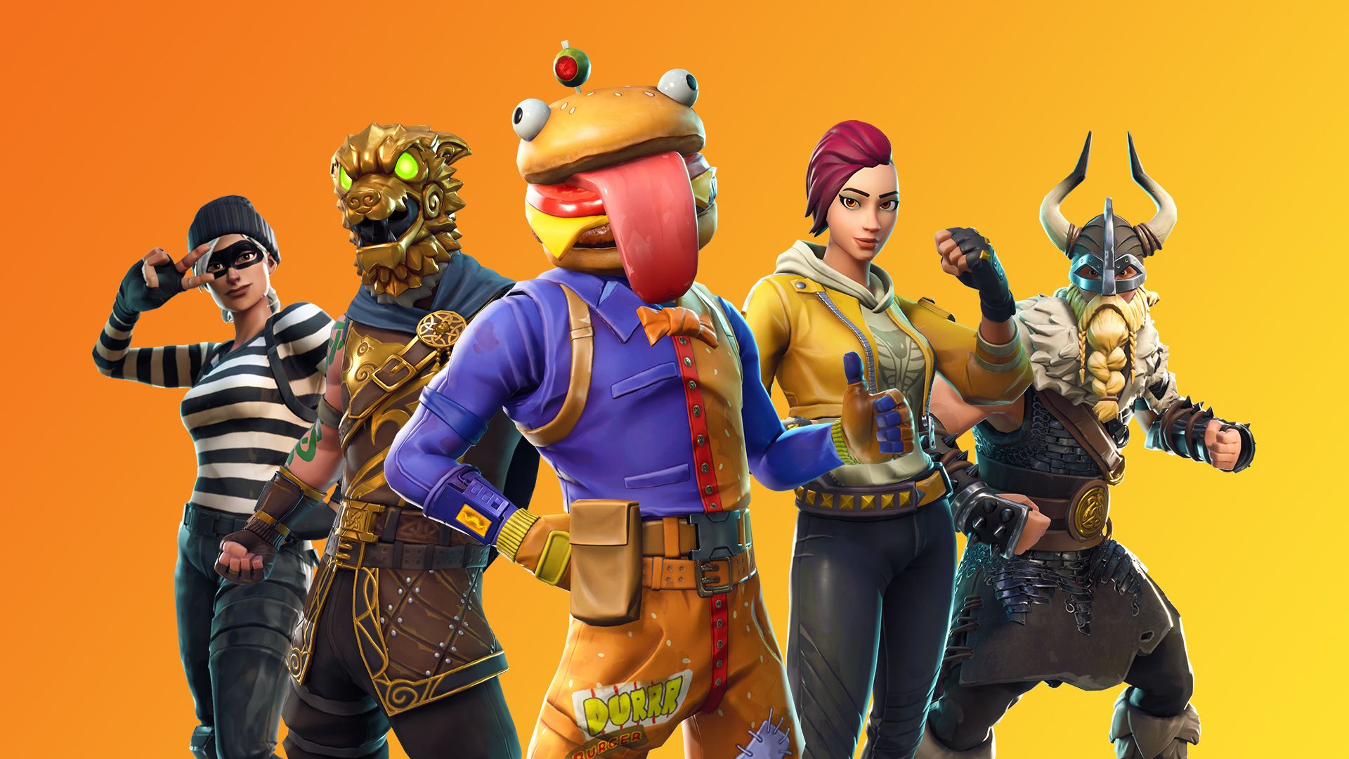 Personaggi Fortnite gruppo colorato, battle royale, 1920x1080 Full HD, Desktop