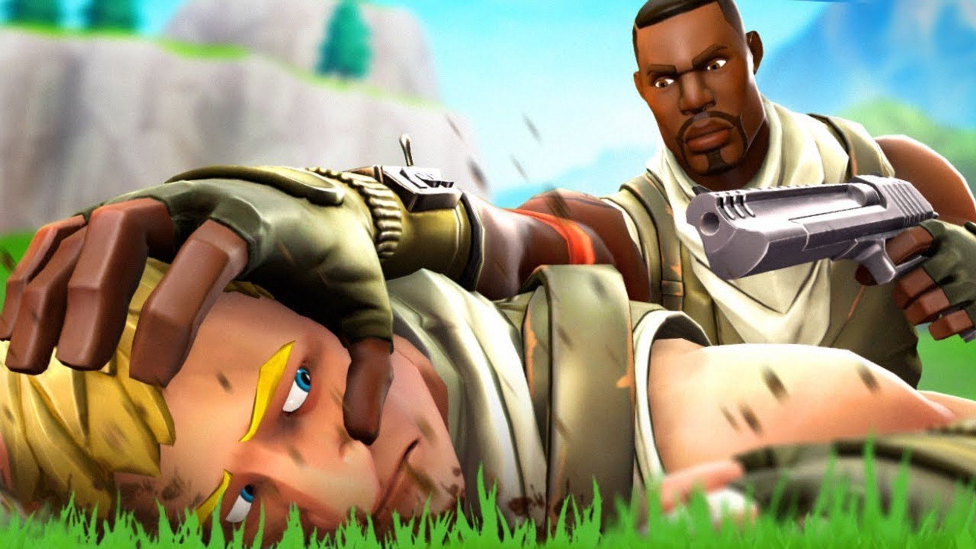 Personaggi Fortnite sfondo arancione, 2732x1366 1440p, Desktop