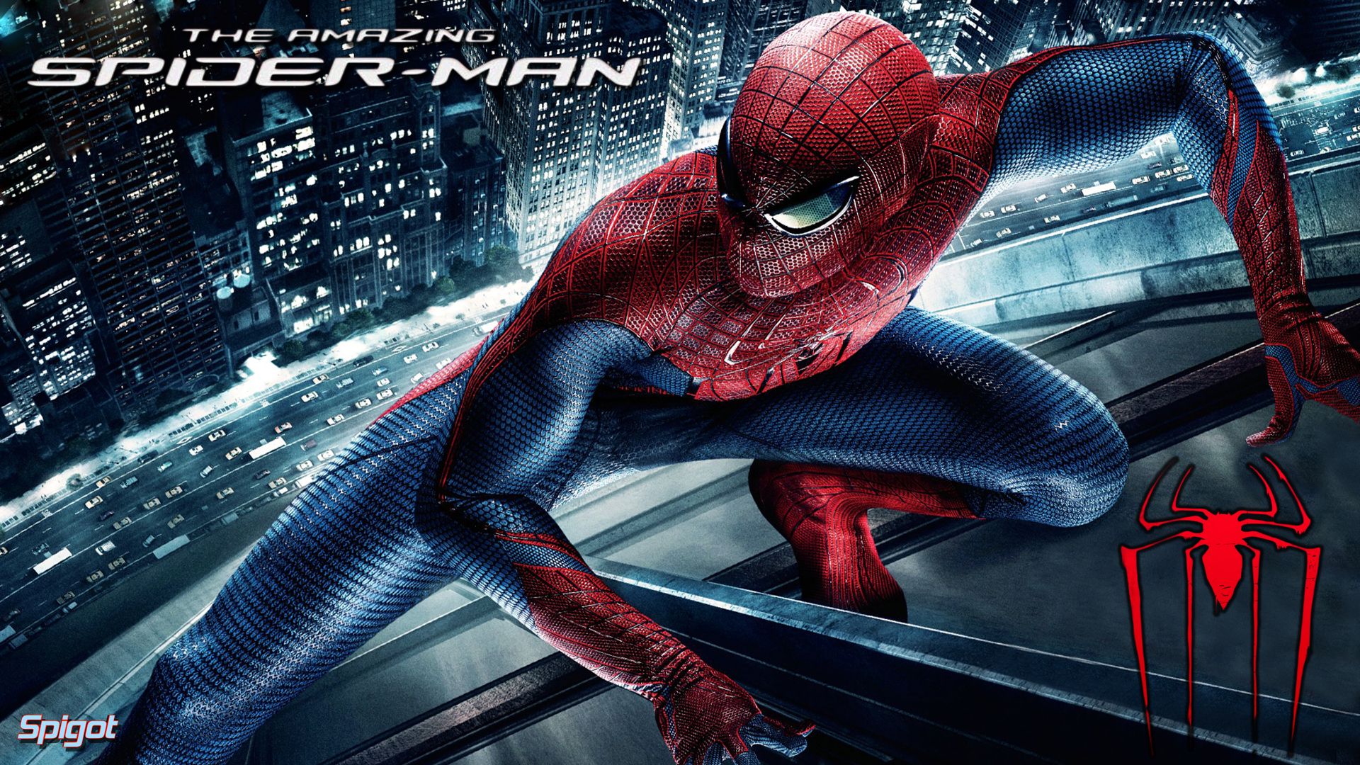 Spider-Man arrampicato città notturna, 1920x1080 Full HD, Laptop