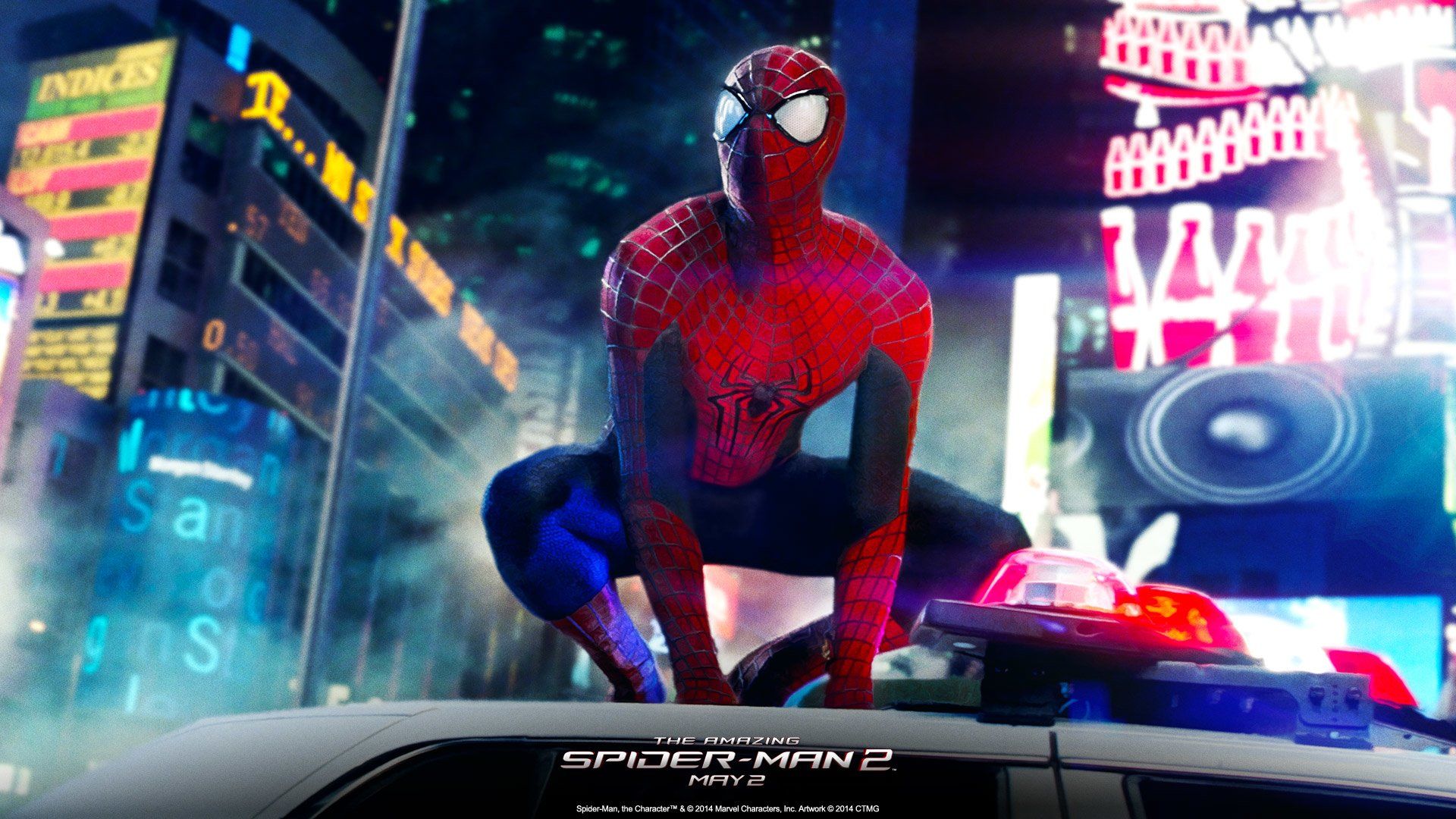 Spider-Man accovacciato su auto polizia, 1920x1080 Full HD, PC