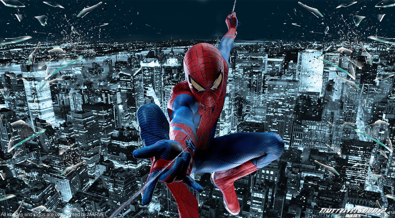Spider-Man sopra città notturna, 1280x707 HD, Desktop