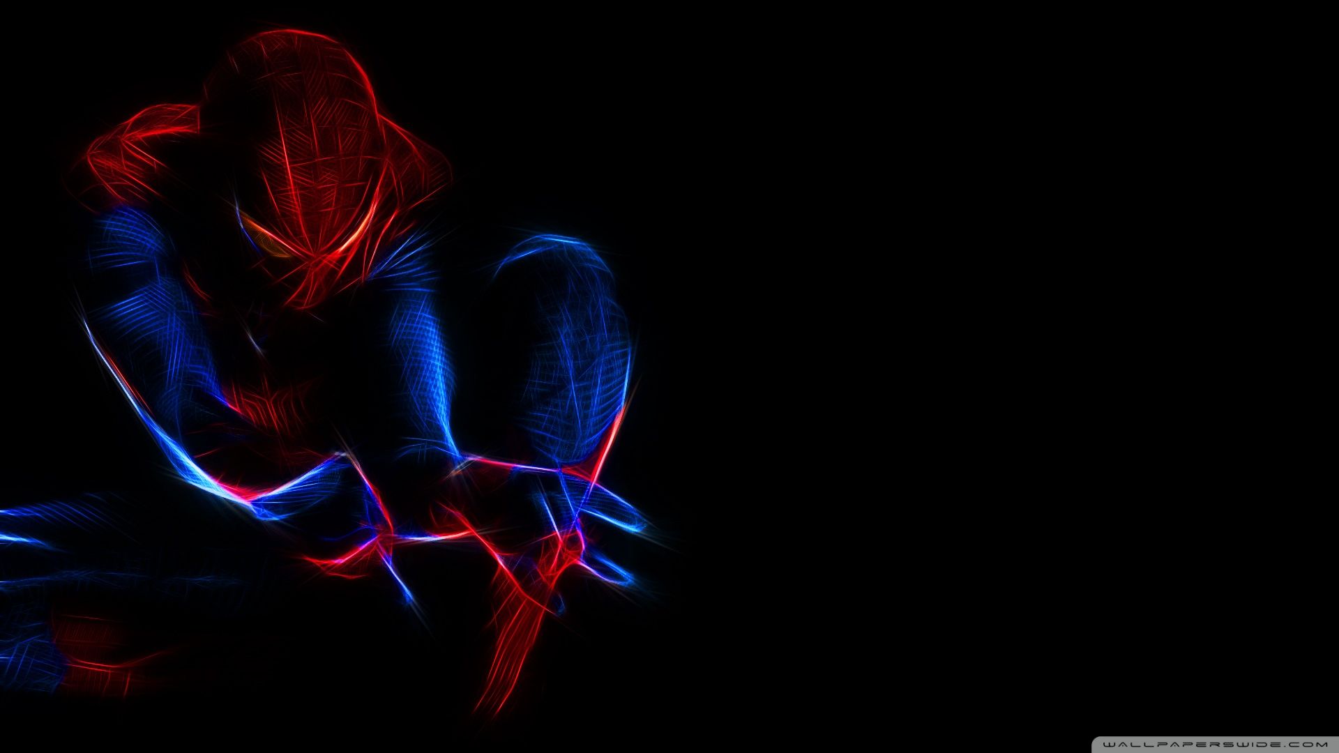 Spider-Man silhouette neon blu rosso, 1920x1080 Full HD, PC Desktop