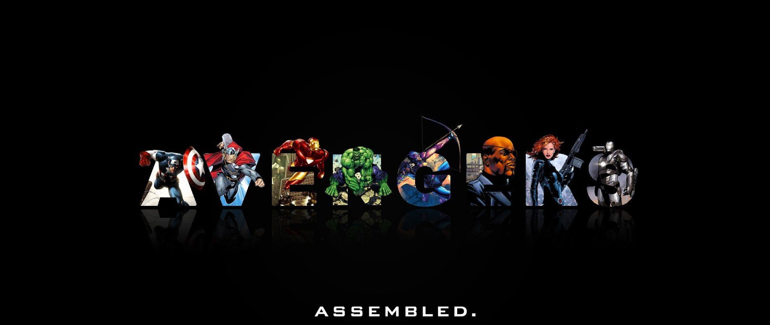 Loghi Avengers personaggi Marvel, 2560x1080 21:9, Monitor Gaming