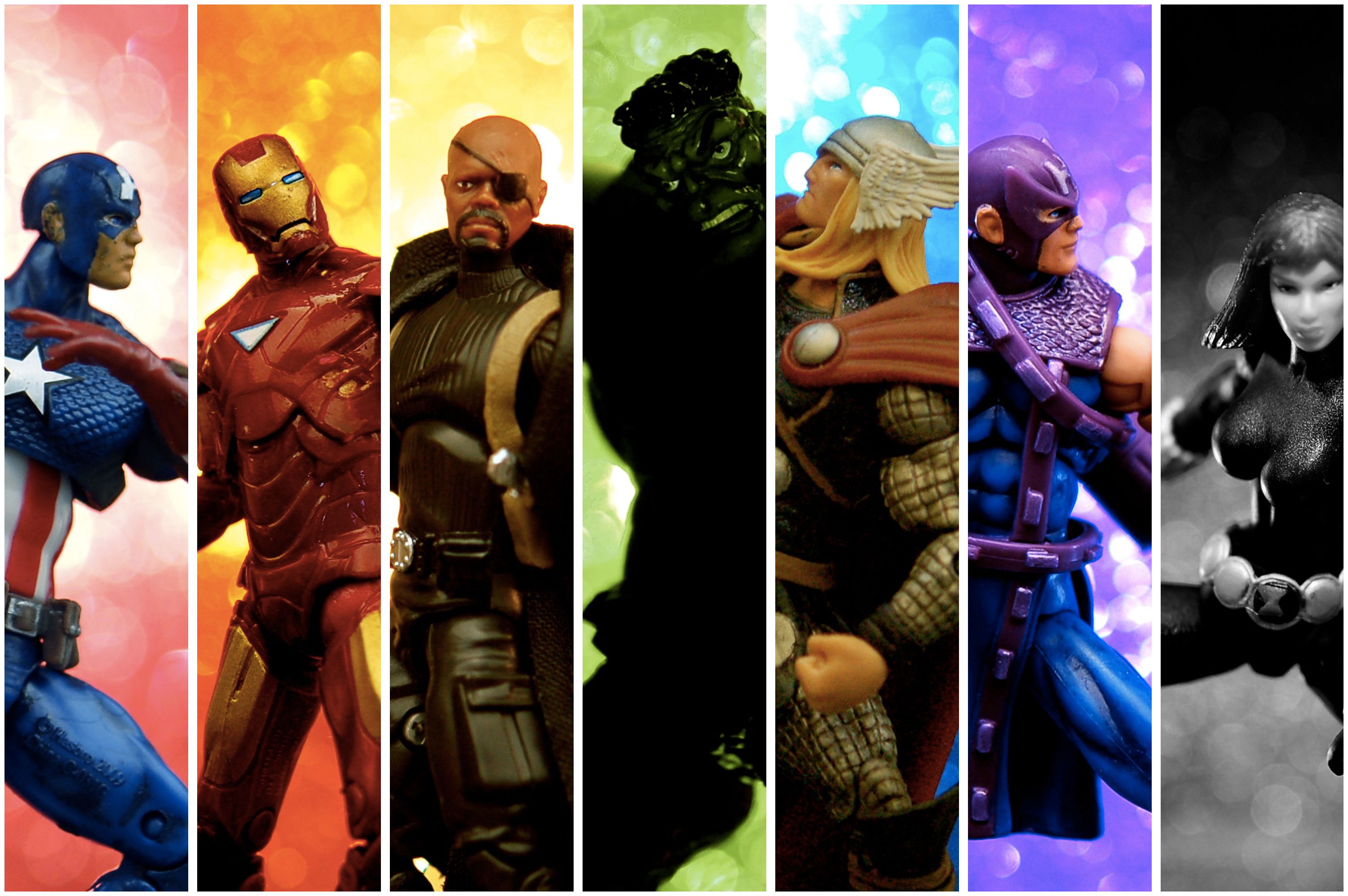Personaggi Avengers a strisce colorate, 3008x2000 2K, PC