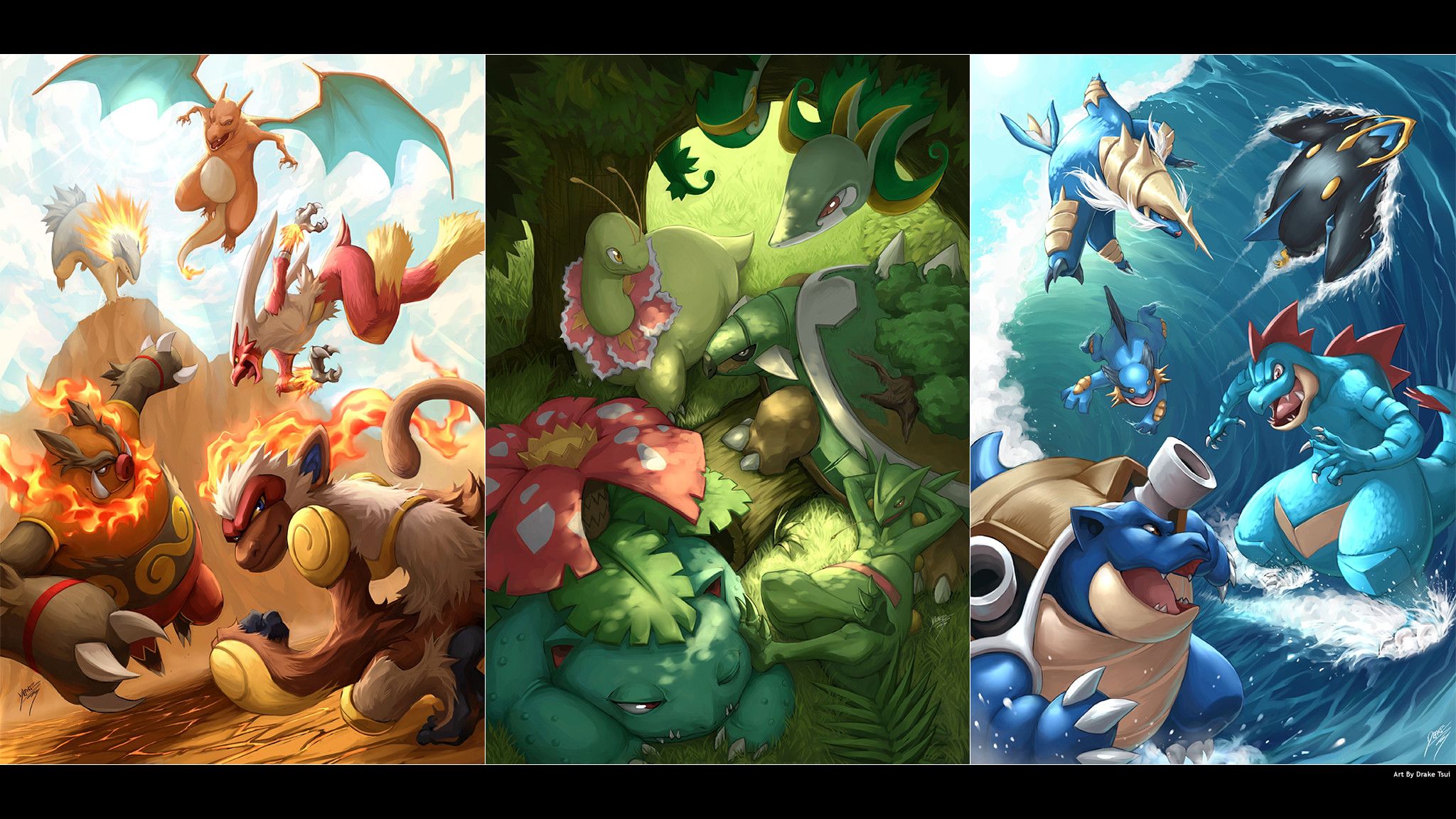 Pokémon starter evoluzioni tris, 2048x1152 2K, PC Desktop
