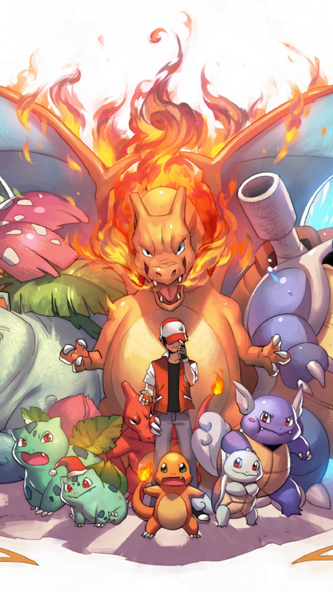 Charizard e Pokémon starter, 1080x1920 Verticale, Telefono