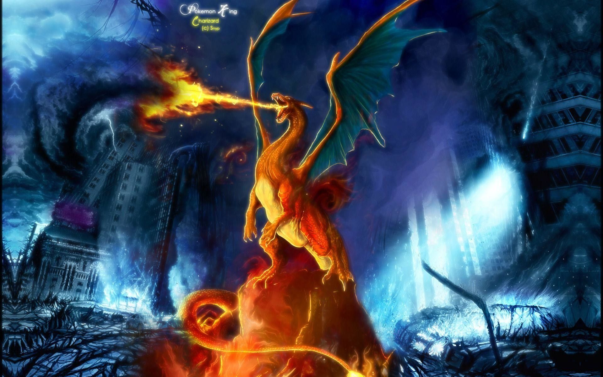 Charizard sputa fuoco città, 1920x1200 Full HD+, Desktop