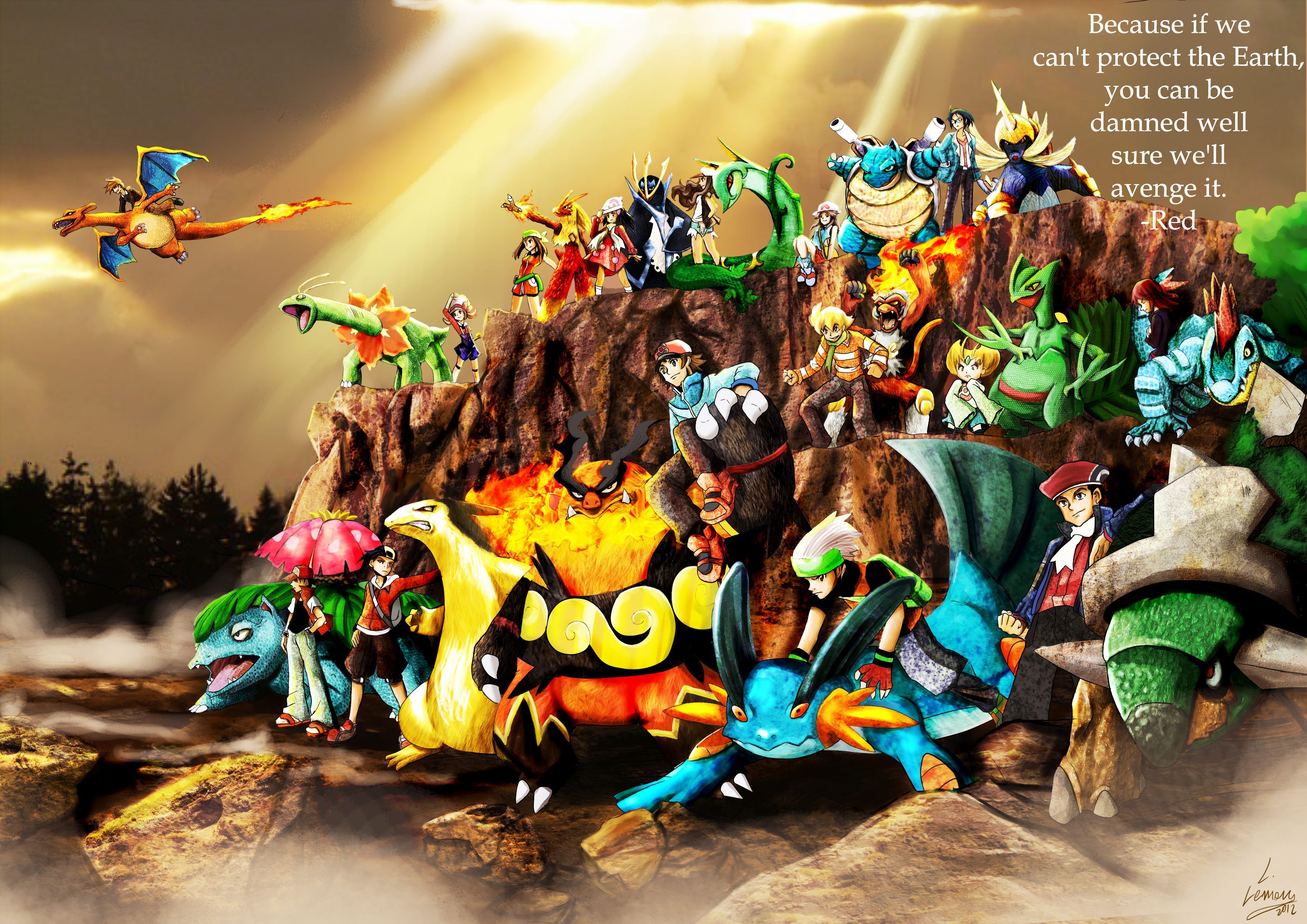 Gruppo Pokémon su roccia, 3508x2480 2K+, PC