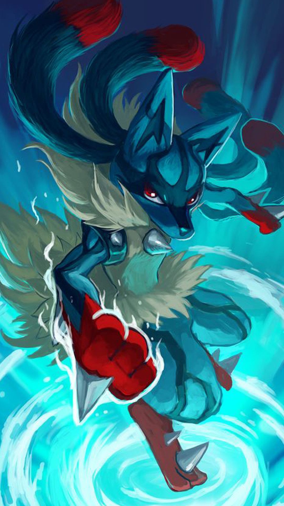 Lucario Pokémon aura blu, 1080x1920 Verticale, Telefono