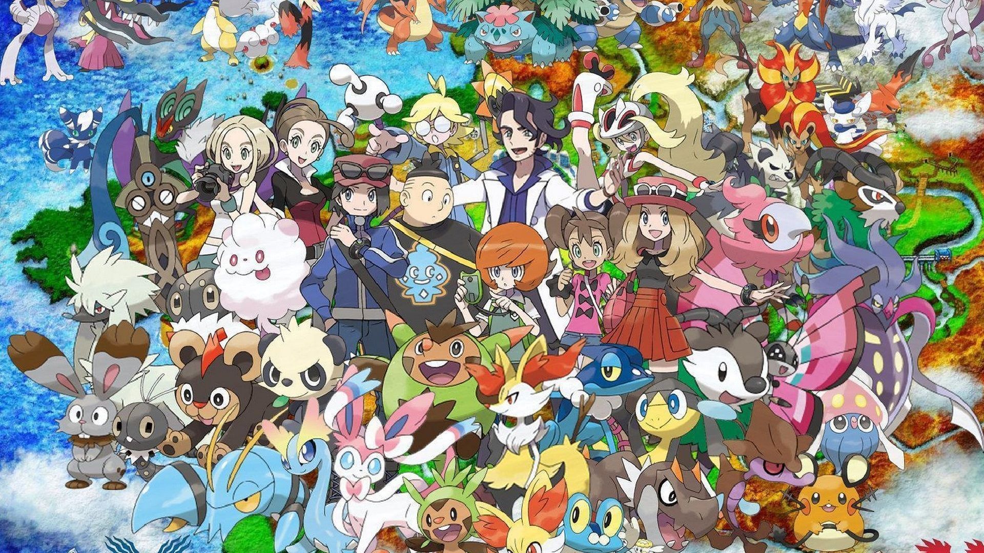Personaggi e Pokémon insieme, 1920x1080 1080p, Laptop