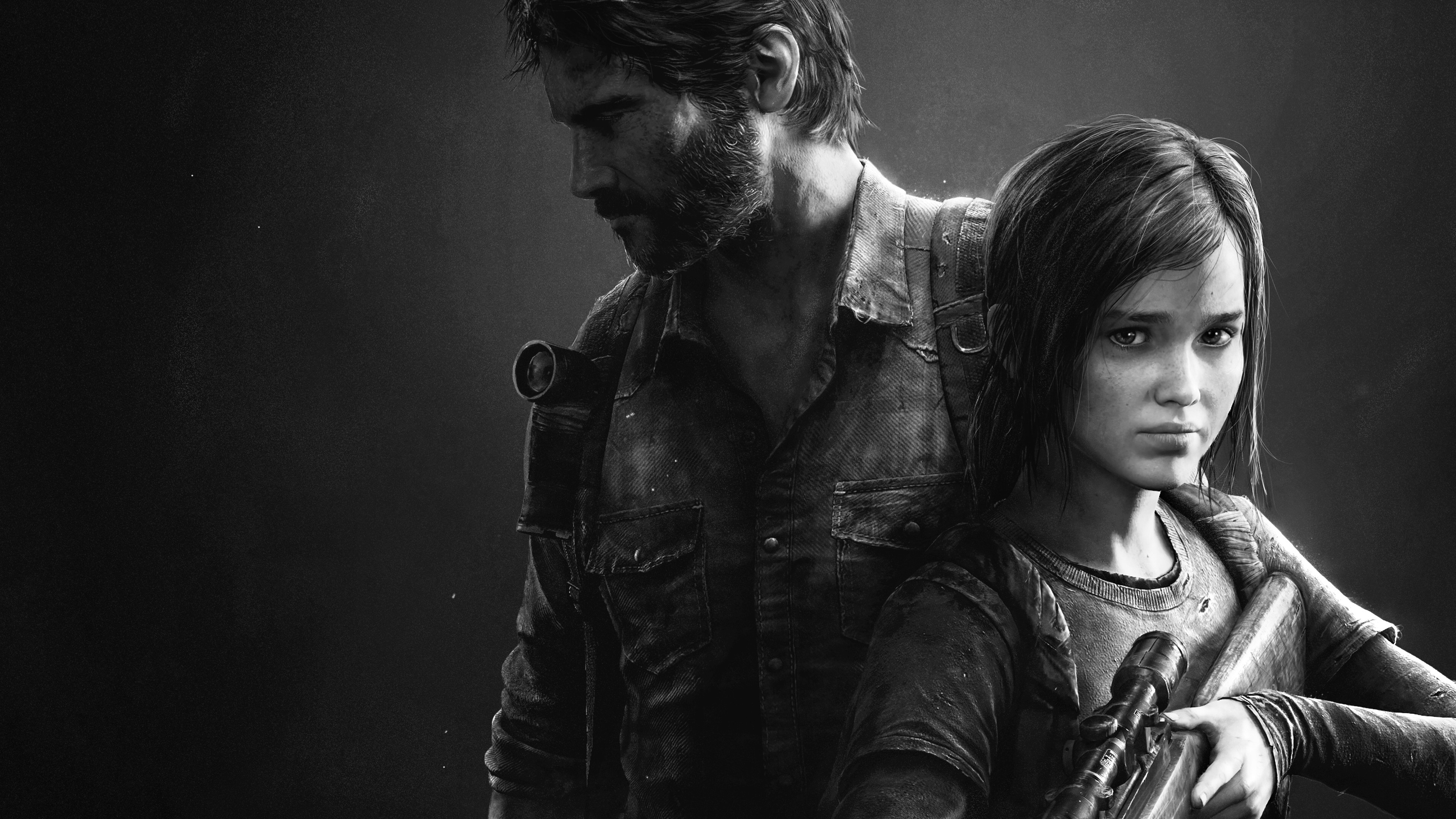 Joel ed Ellie, bianco e nero, 3840x2160 UHD, PC 4K