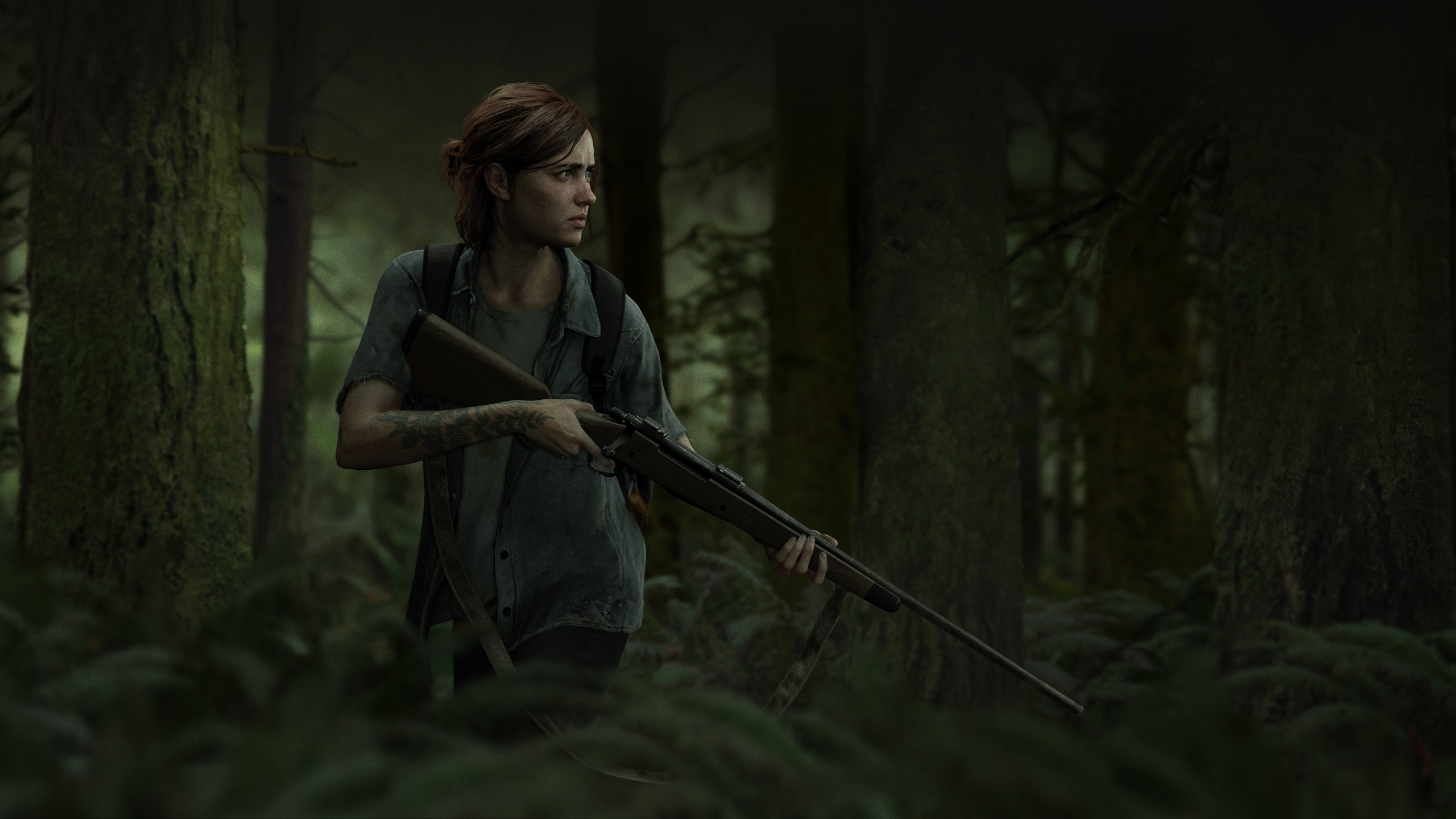 Ellie con fucile nella foresta, 2560x1440 QHD, Monitor Gaming