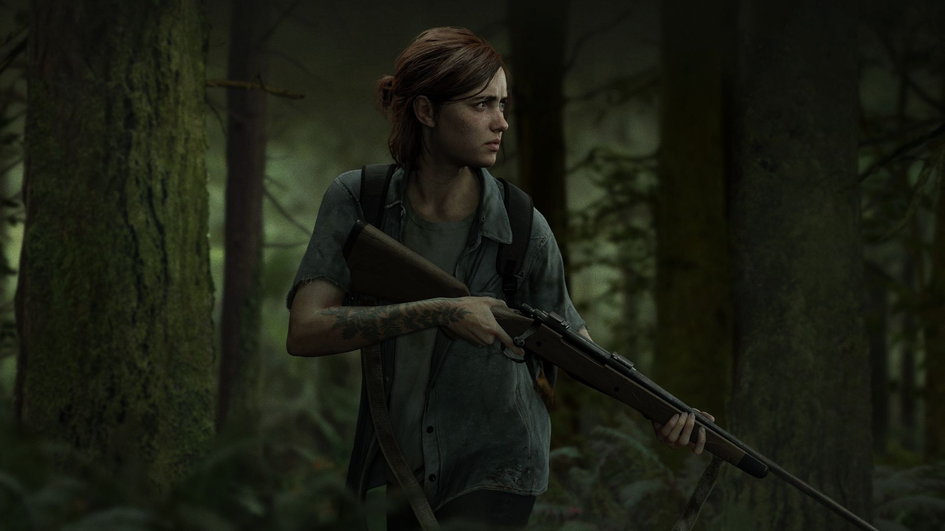 Ellie con fucile nella foresta, 1920x1080 Full HD, Desktop