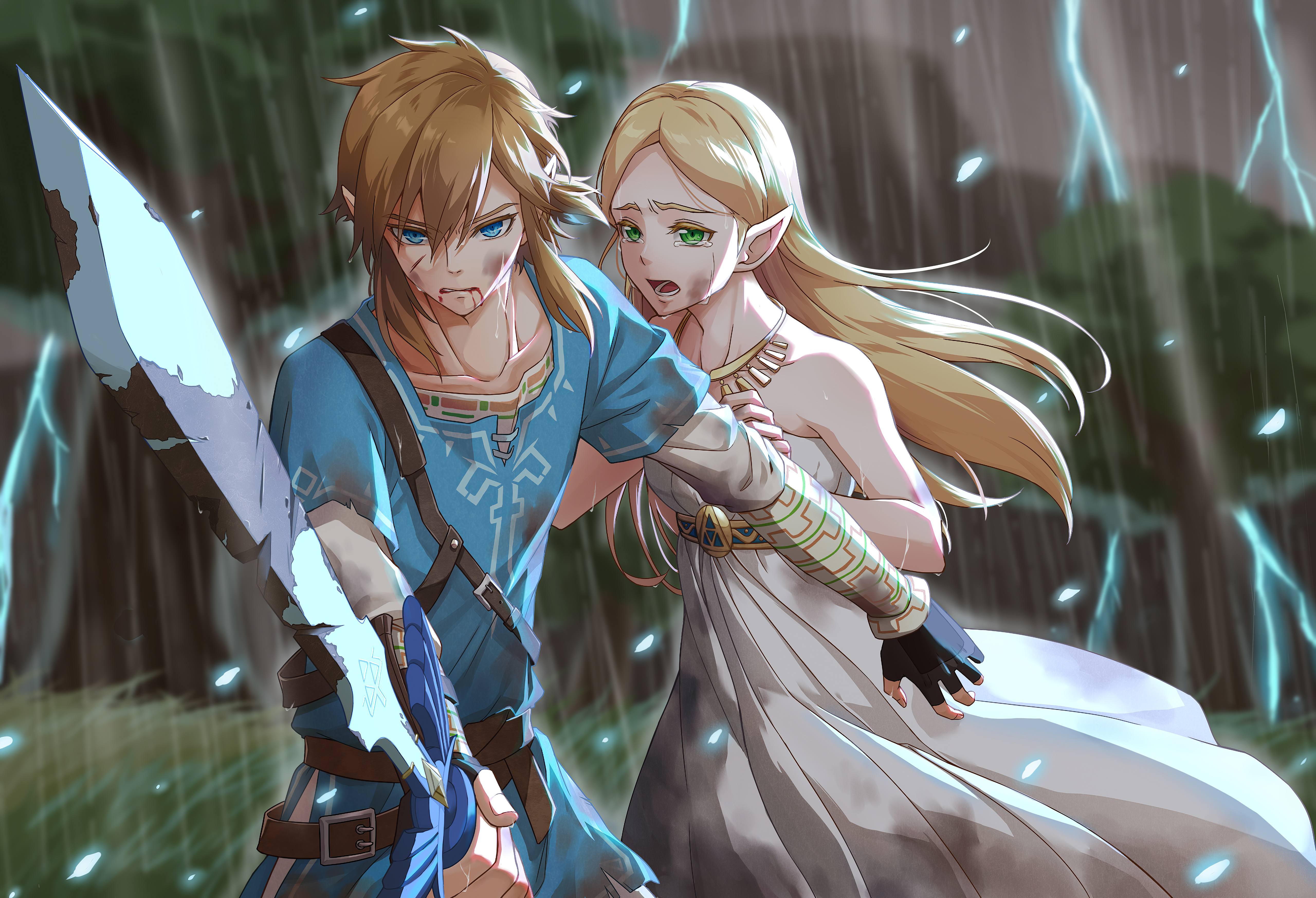 Link e Zelda sotto pioggia, 5120x3495 4K, Smart TV 4K