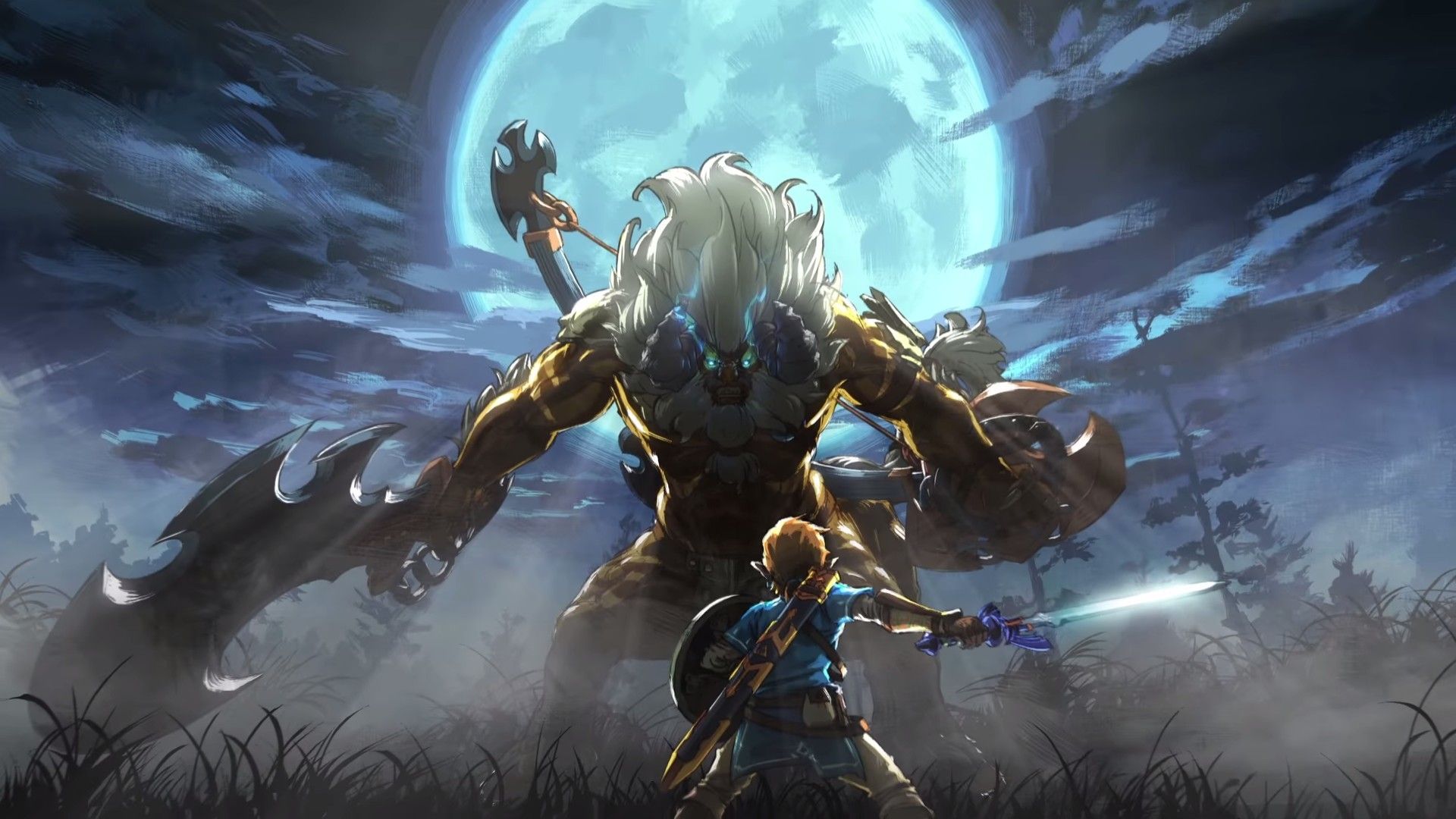 Link contro creatura gigante notte, 1920x1080 Full HD, Desktop