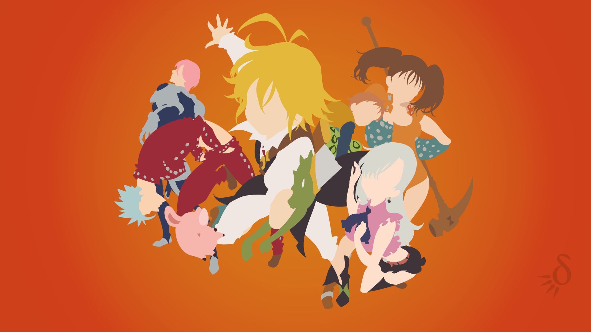 Seven Deadly Sins personaggi minimalisti, 1920x1080 1080p, PC