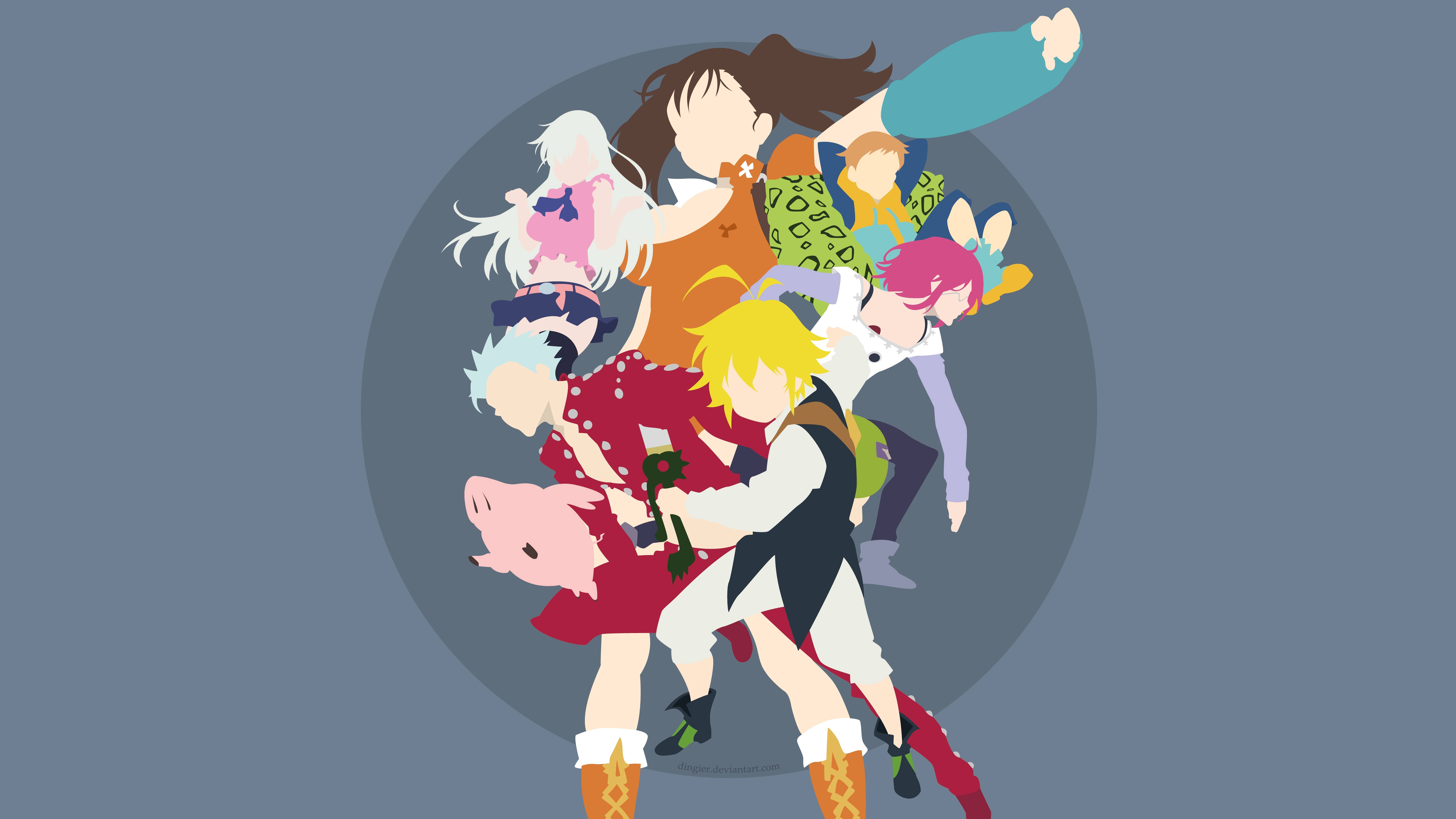 Nanatsu no Taizai personaggi minimal, 7680x4320 4K, Desktop 4K
