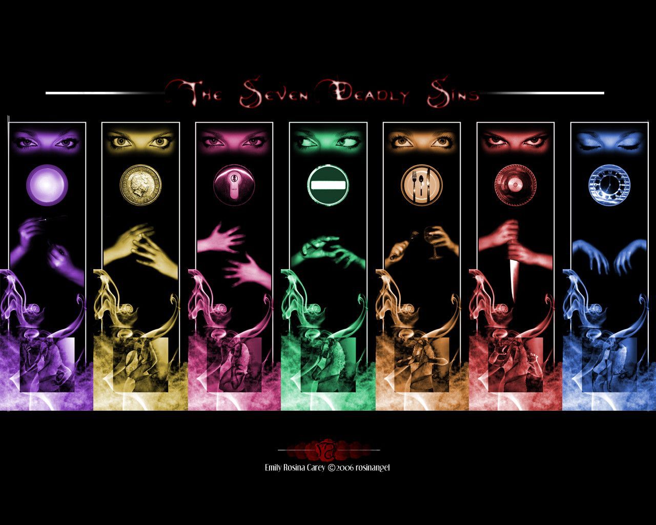 Seven Deadly Sins simboli colorati, 1280x1024 HD, Desktop