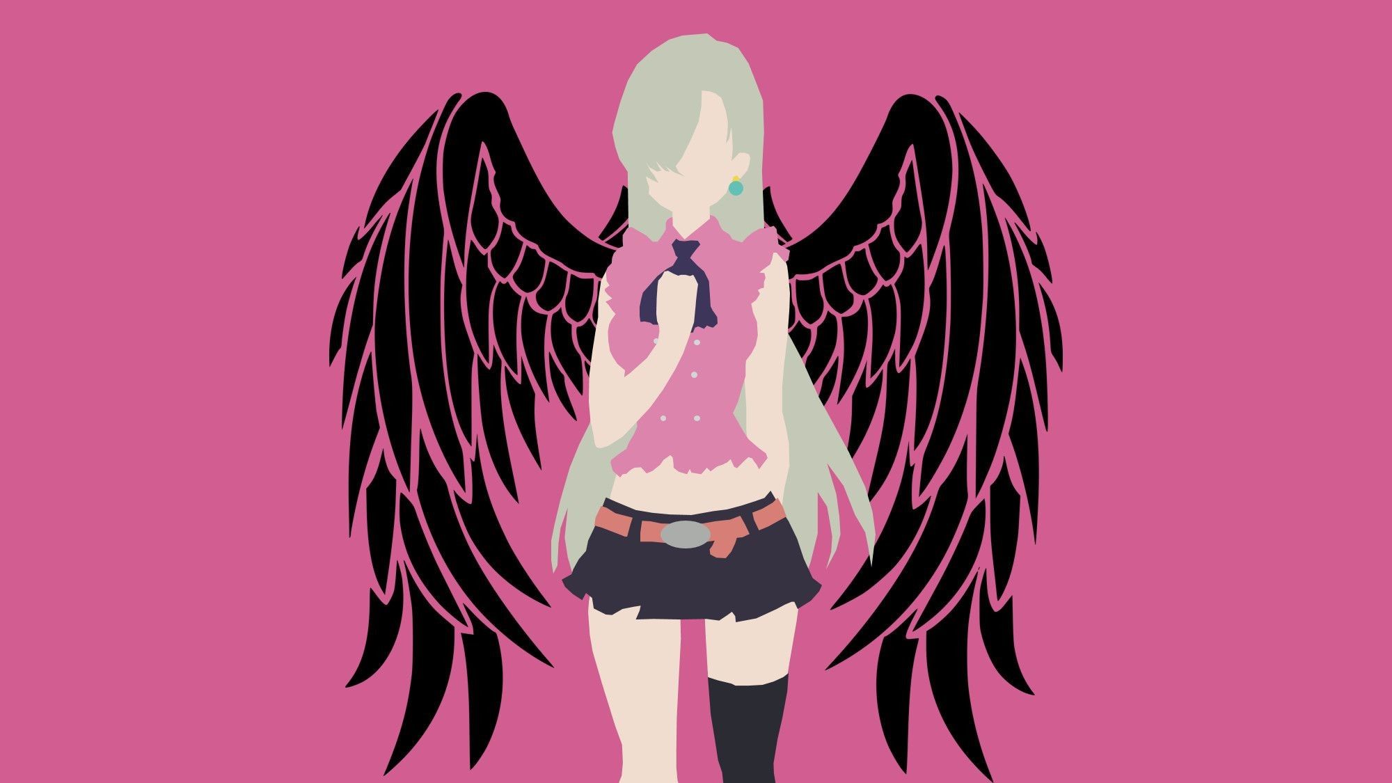 Ragazza anime con ali nere, 2000x1125 Hi-Res, PC Desktop