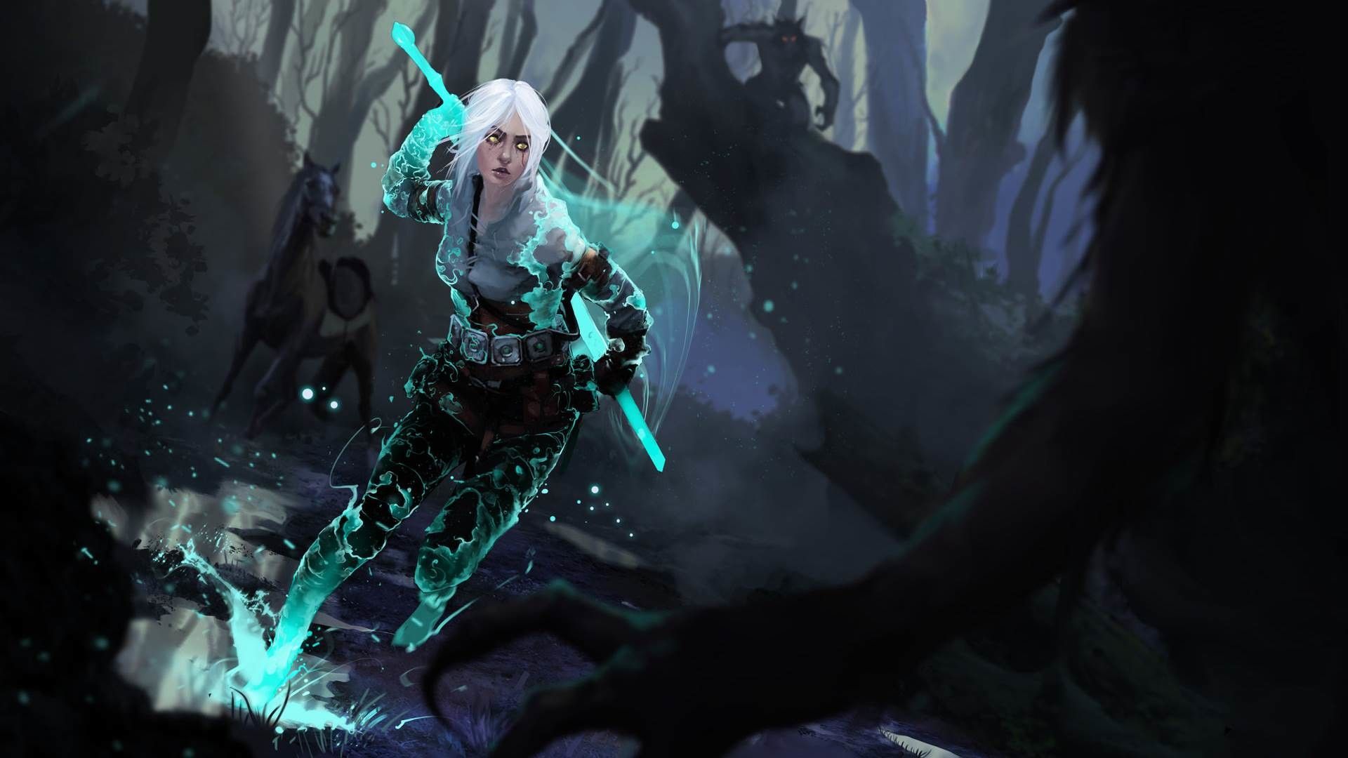 Geralt di Rivia foresta magica, The Witcher, 1920x1080 1080p, Desktop