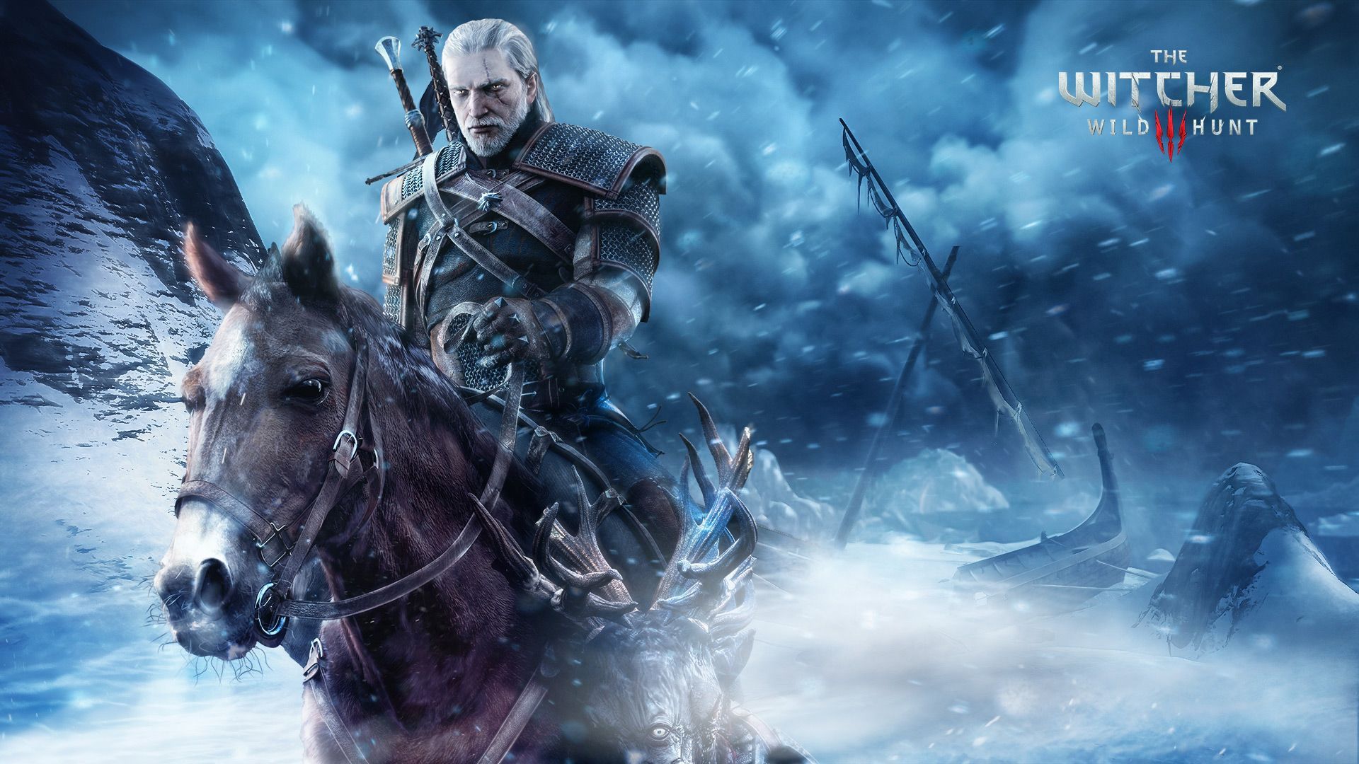 Geralt a cavallo, neve, 1920x1080 1080p, Laptop