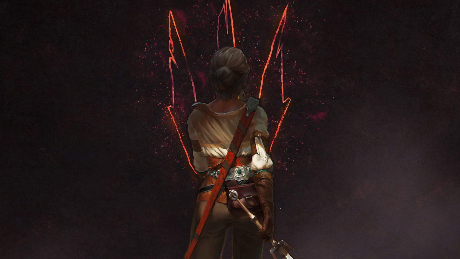 Ciri con spade e simbolo rosso, 1920x1080 Full HD, Laptop