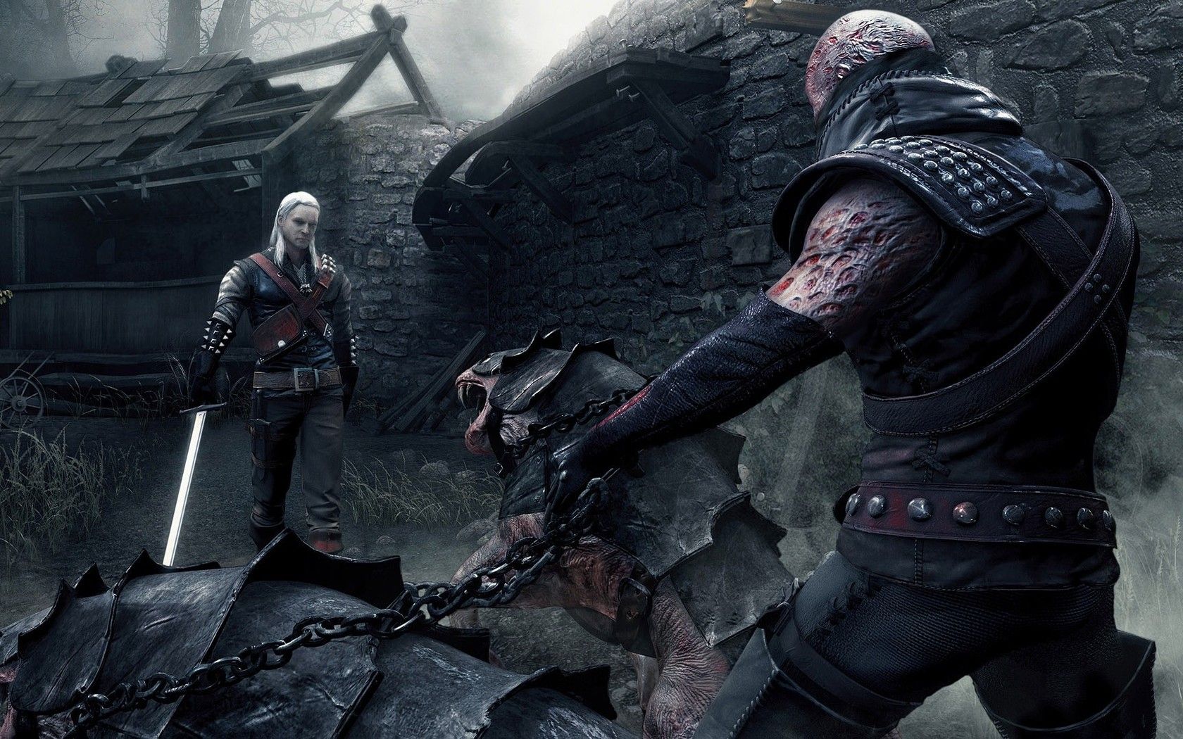 Geralt combatte mostro incatenato, 1680x1050 900p, PC