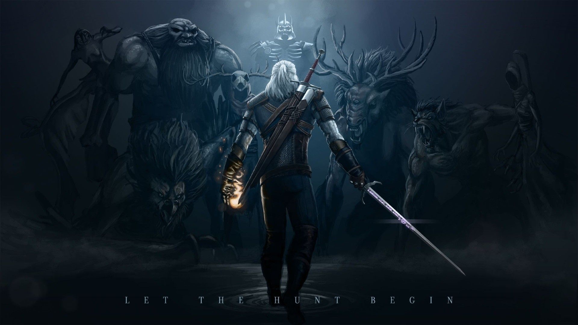 Geralt di Rivia mostri oscuri, The Witcher, 1920x1080 Full HD 1080p, Laptop