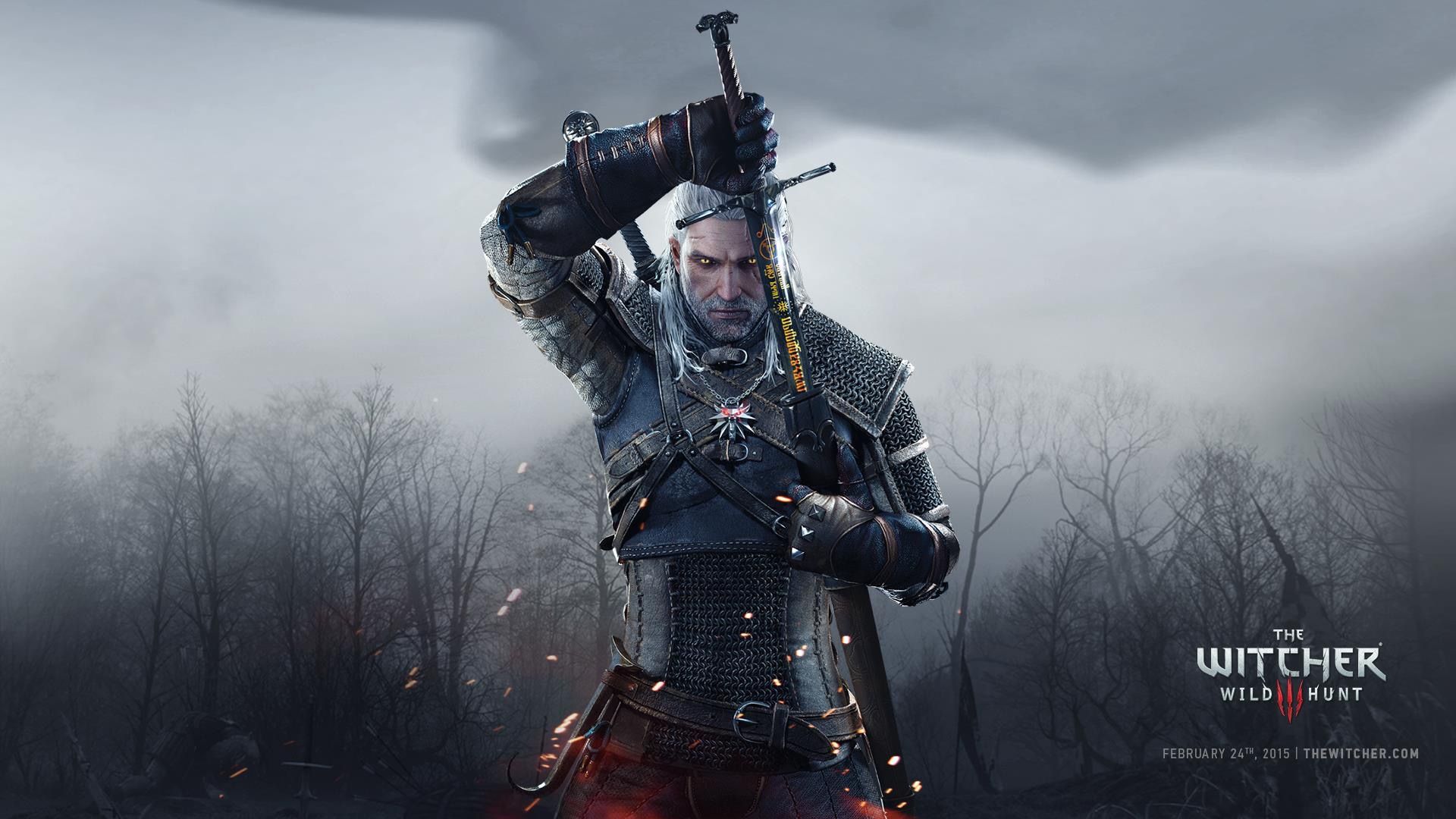 Geralt spada Witcher 3, 1920x1080 Full HD, PC Desktop