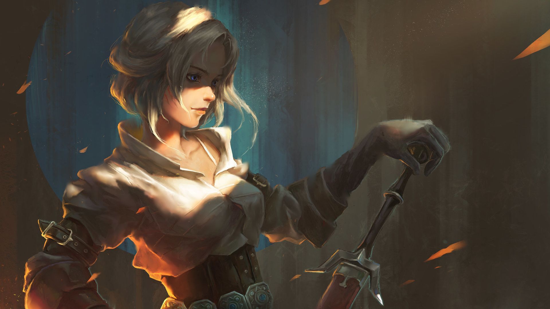 Ciri con spada, Witcher, 1920x1080 Full HD, PC