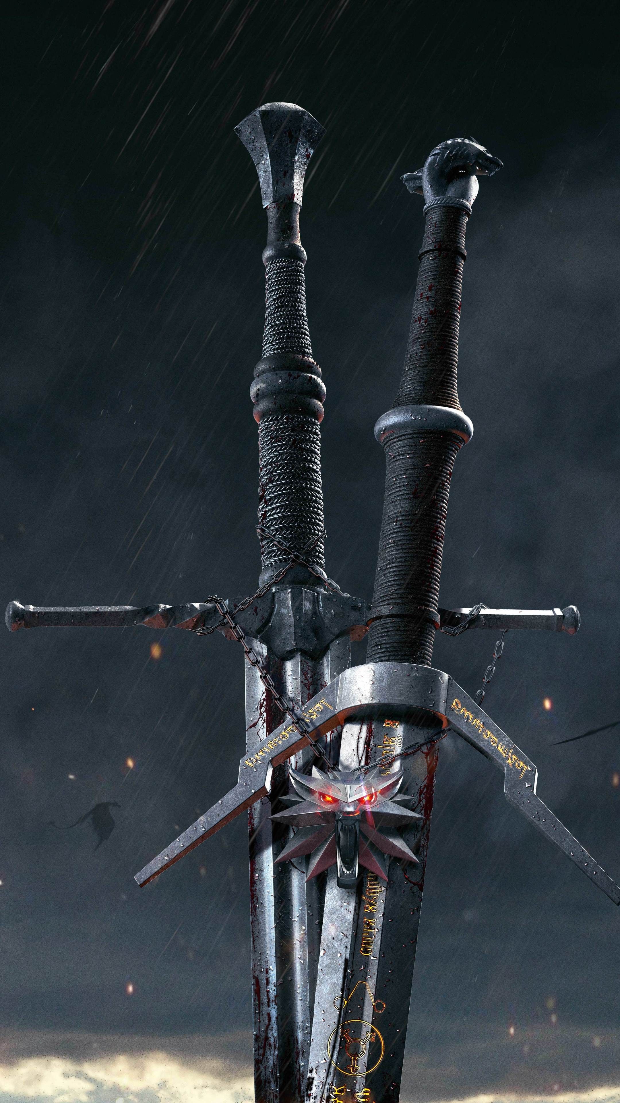 Spade di Geralt, The Witcher, 2160x3840 Verticale, Telefono