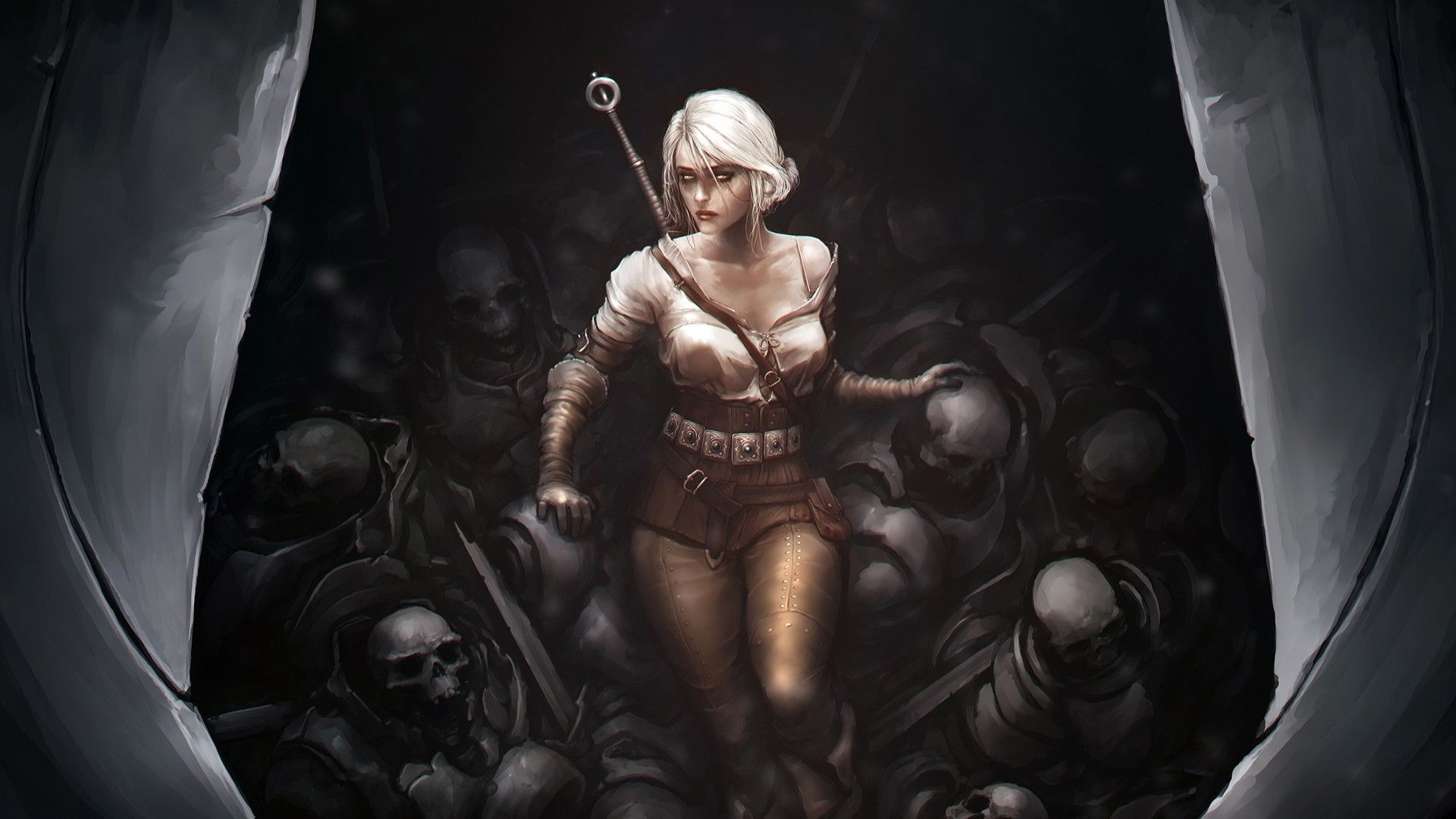 Ciri con teschi The Witcher, 1920x1080 1080p, PC