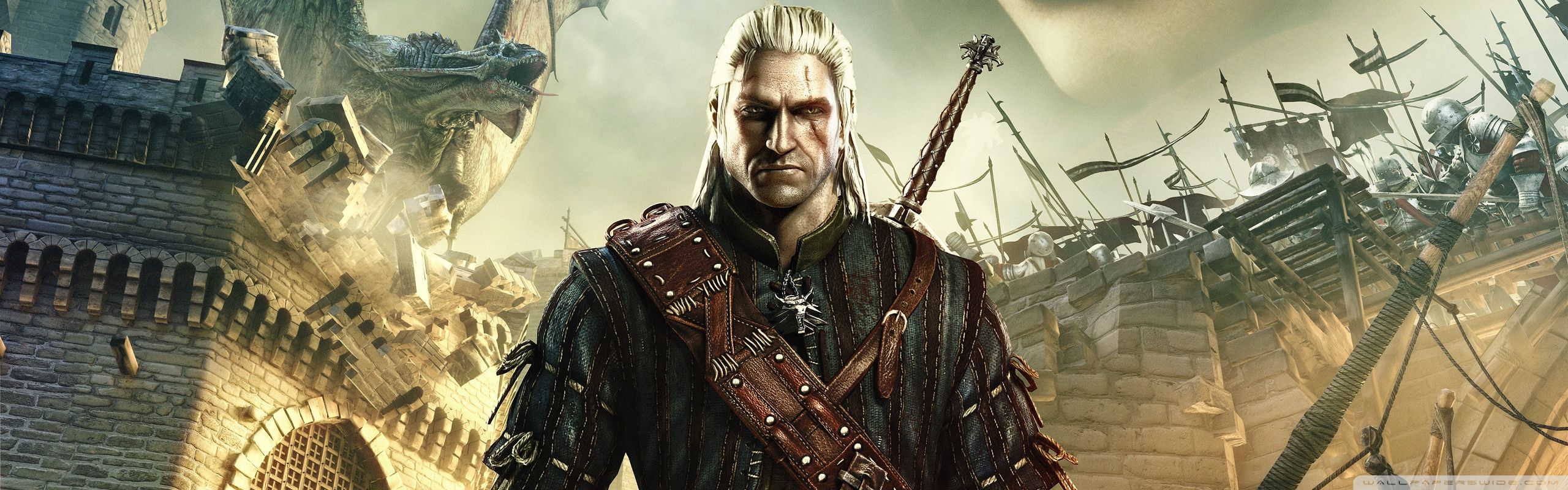 Geralt di Rivia, Witcher 2, 2560x800 Ultrawide, Dual Monitor