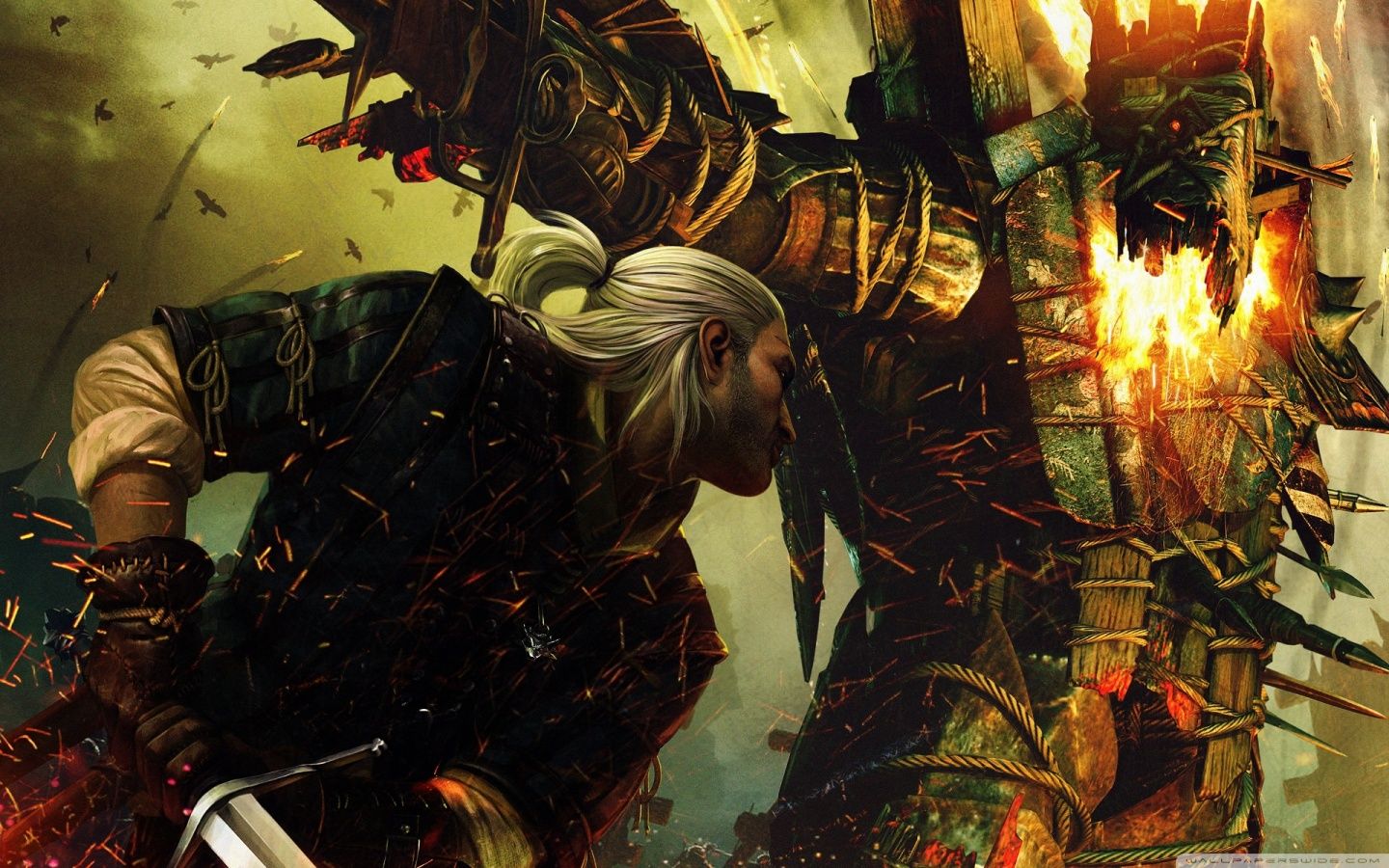 Geralt combatte mostro corazzato, 1440x900 720p, PC