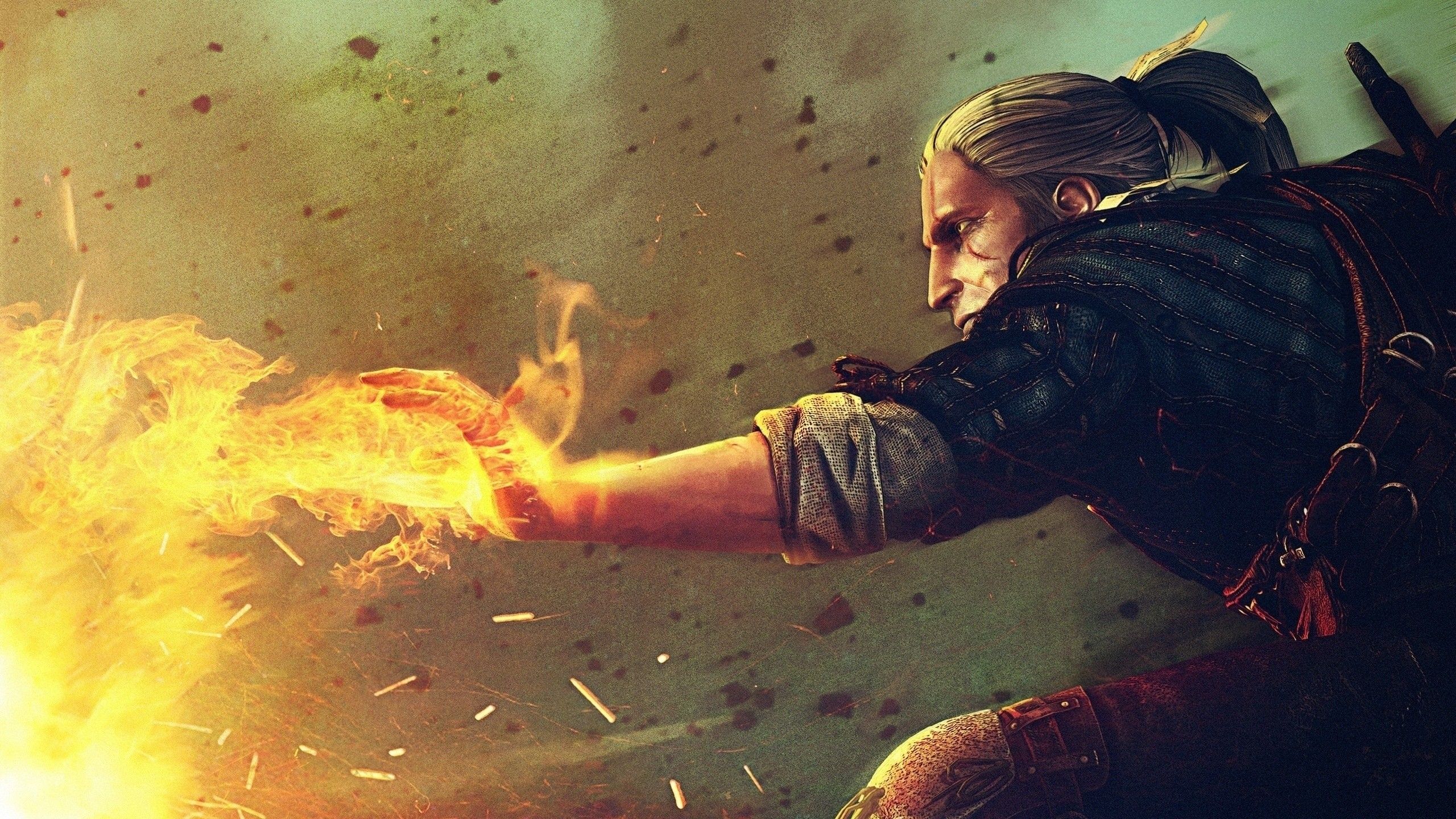 Geralt lancia fuoco, 2560x1440 2K, Desktop
