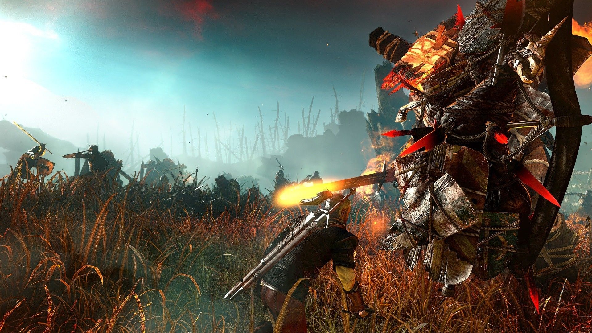 The Witcher 2 scena battaglia, 1920x1080 Full HD, Desktop