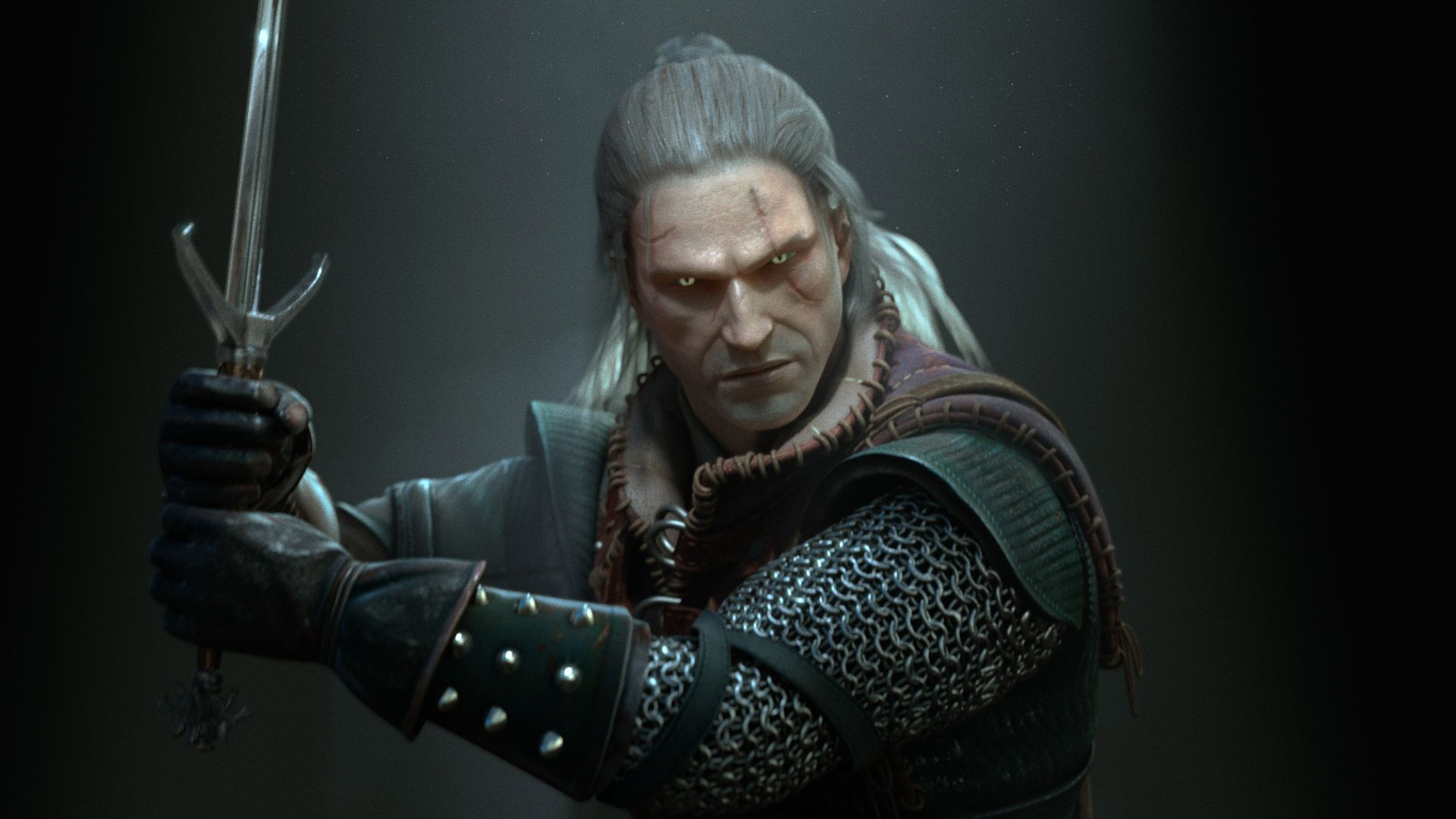 Geralt di Rivia con spada, 1920x1080 Full HD 1080p, Desktop