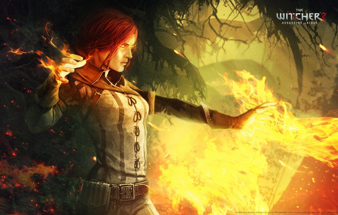 Triss Merigold con fuoco, 1332x850 720p, PC