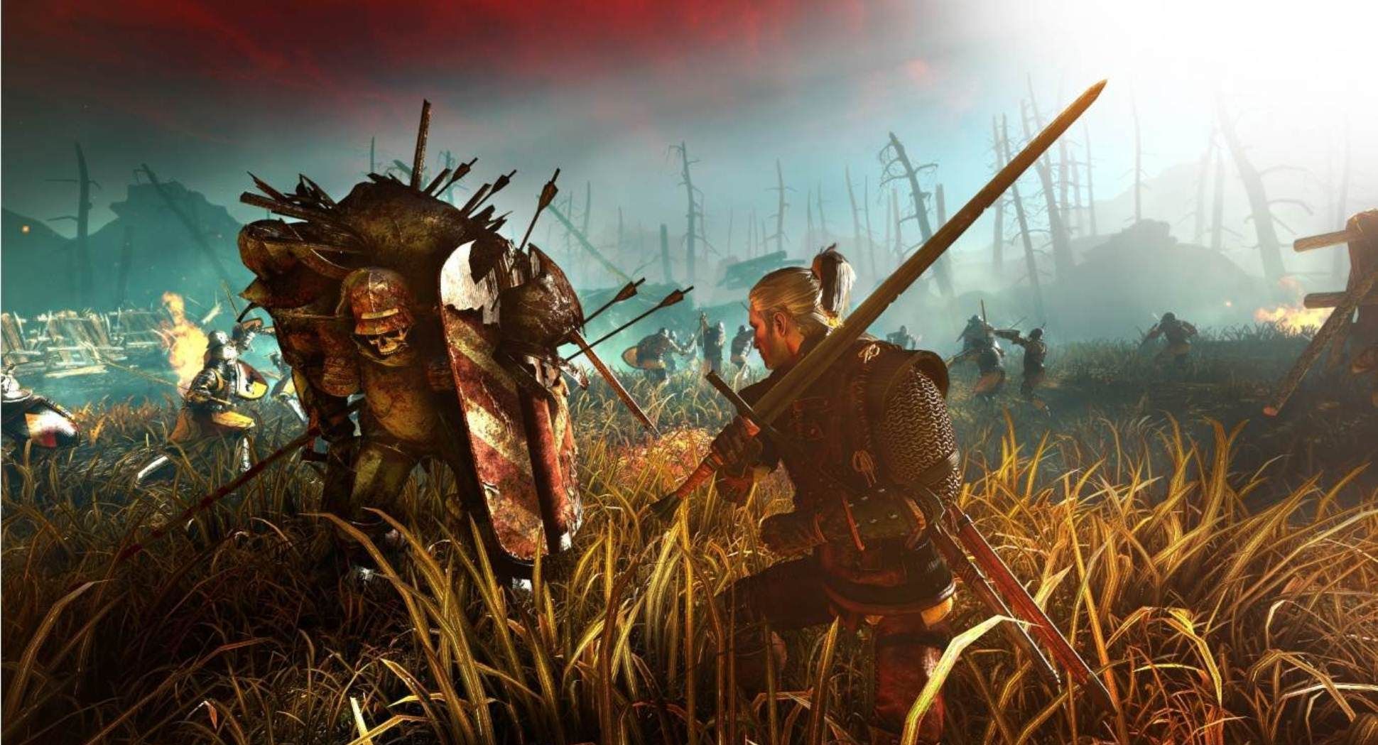 Geralt combatte mostro campo, 1940x1049 Full HD 1080p, PC