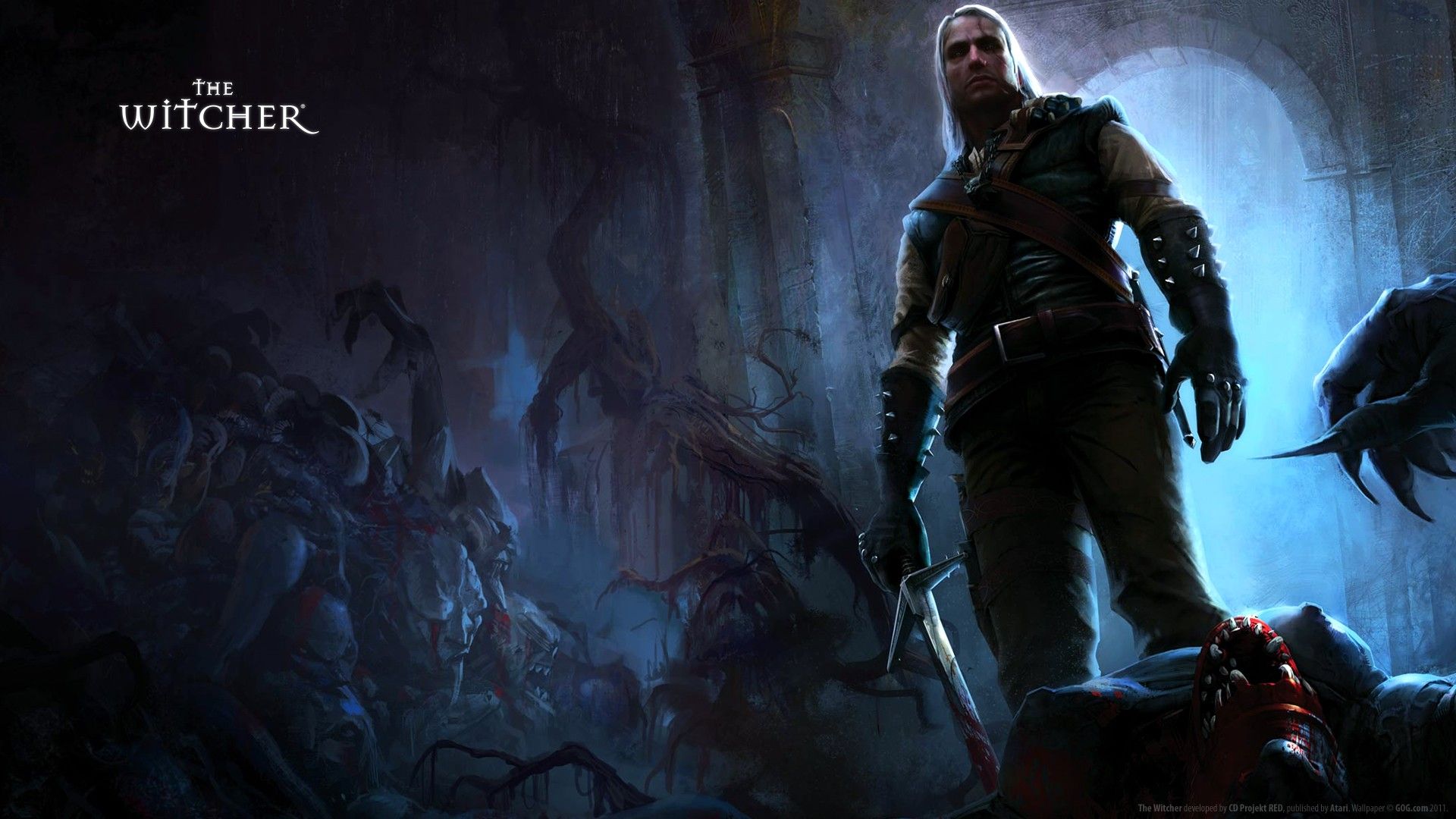 Geralt The Witcher scena battaglia, 1920x1080 Full HD, Desktop