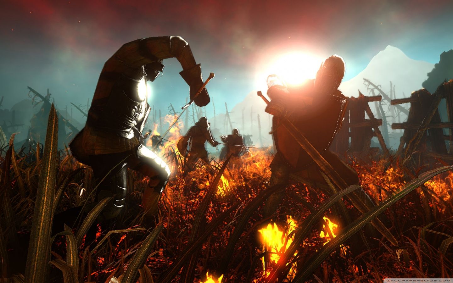 The Witcher 2 scena battaglia, 1440x900 720p, Laptop