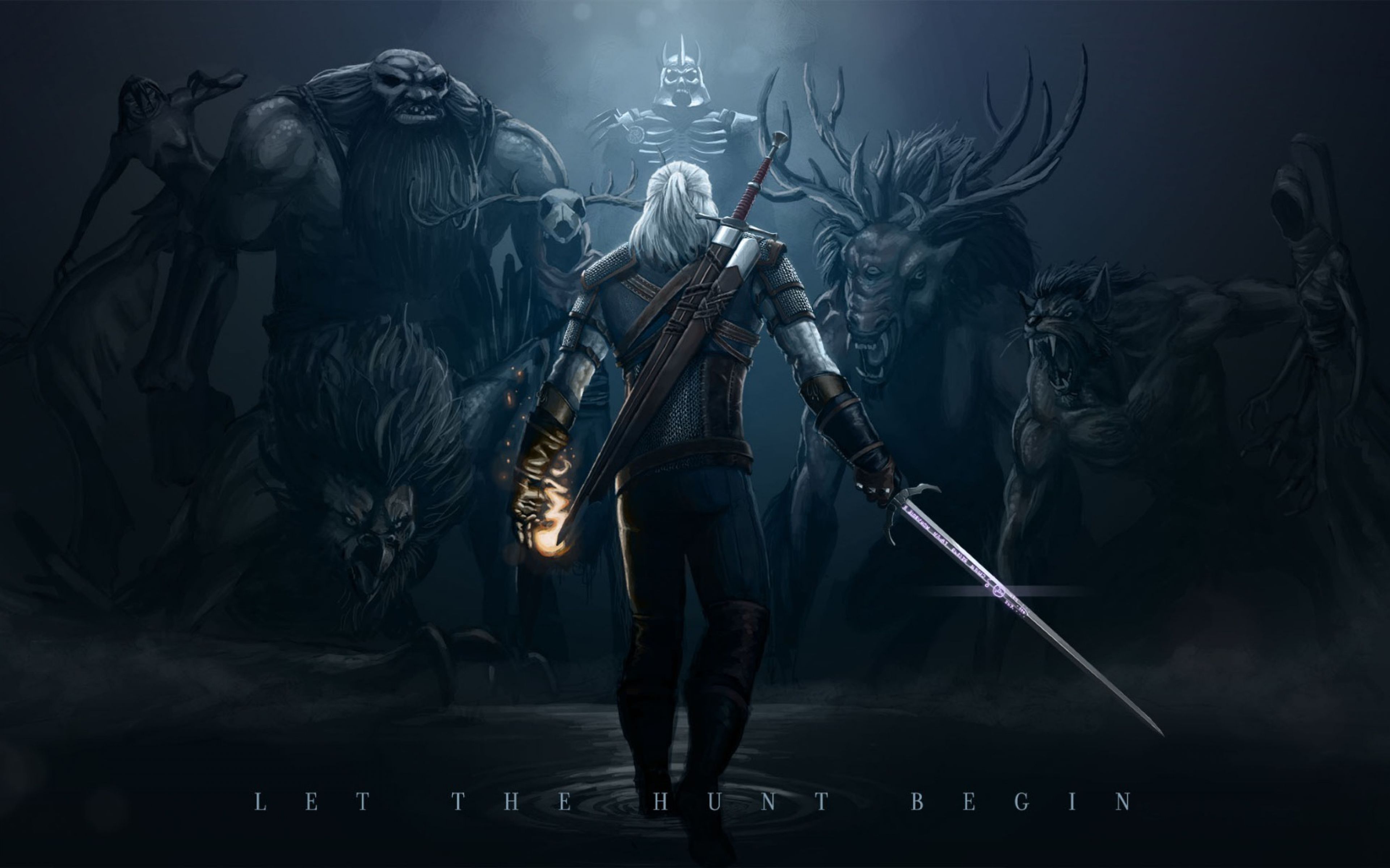 Geralt spada mostri Witcher, 3840x2400 Ultra HD, PC