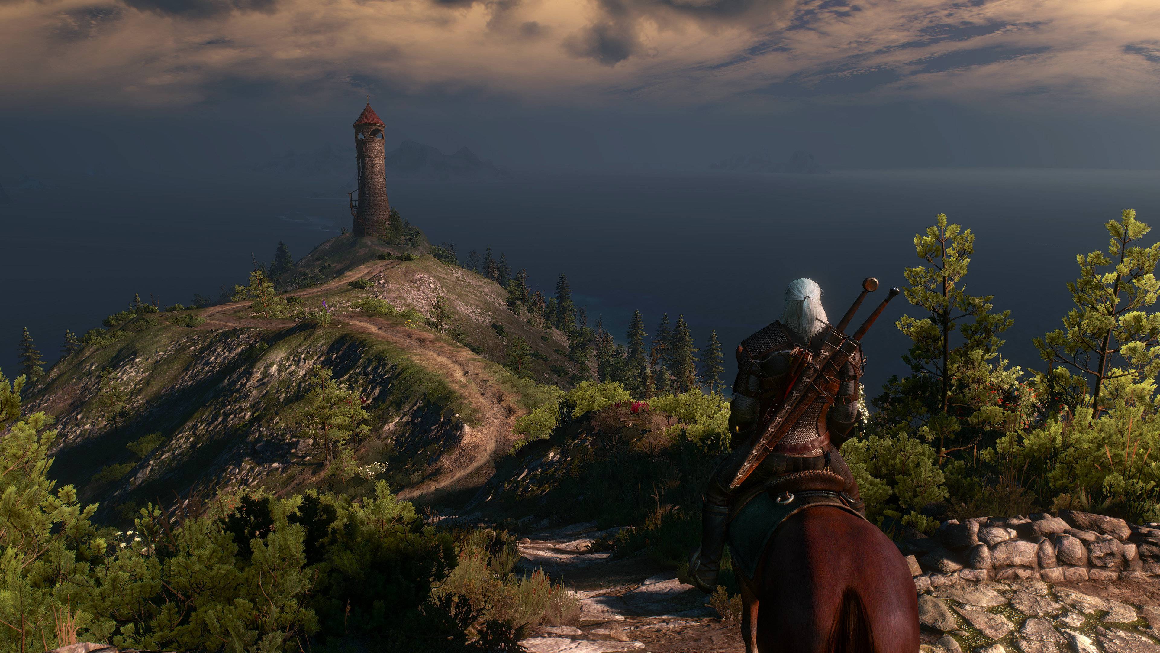 Geralt a cavallo, faro costiero, 3840x2160 4K Ultra HD, Desktop
