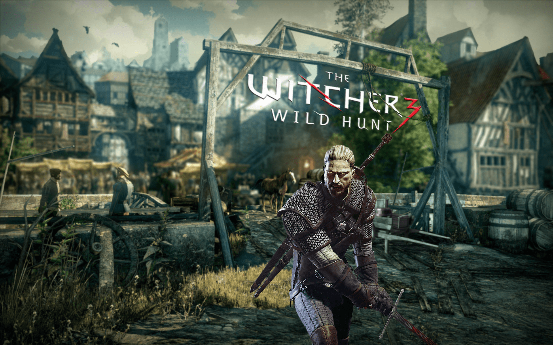 Geralt corre in villaggio medievale, 1920x1200 Full HD+, Monitor Gaming