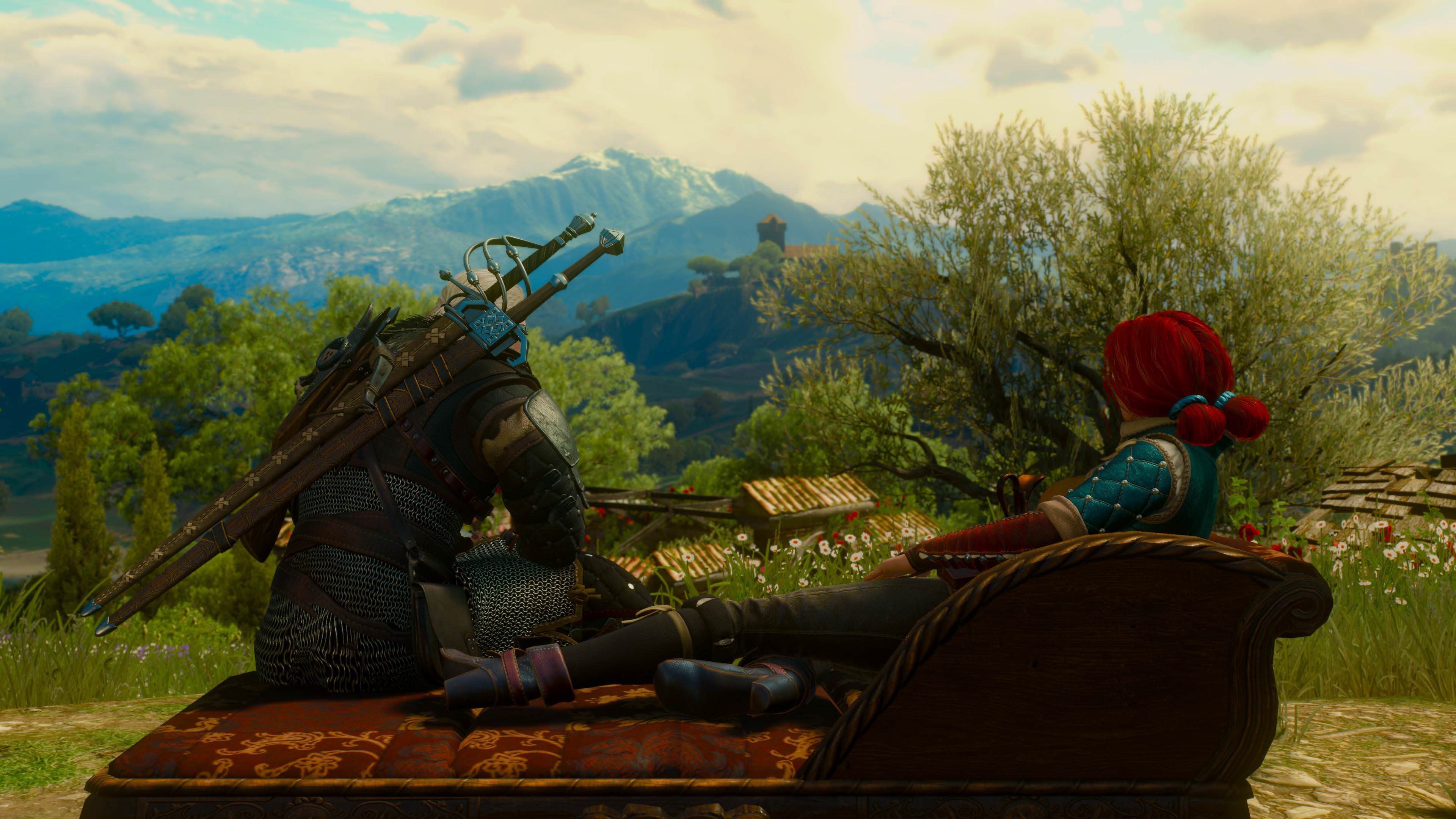 Geralt seduto su carro montagne, 3840x2160 UHD, Monitor Gaming