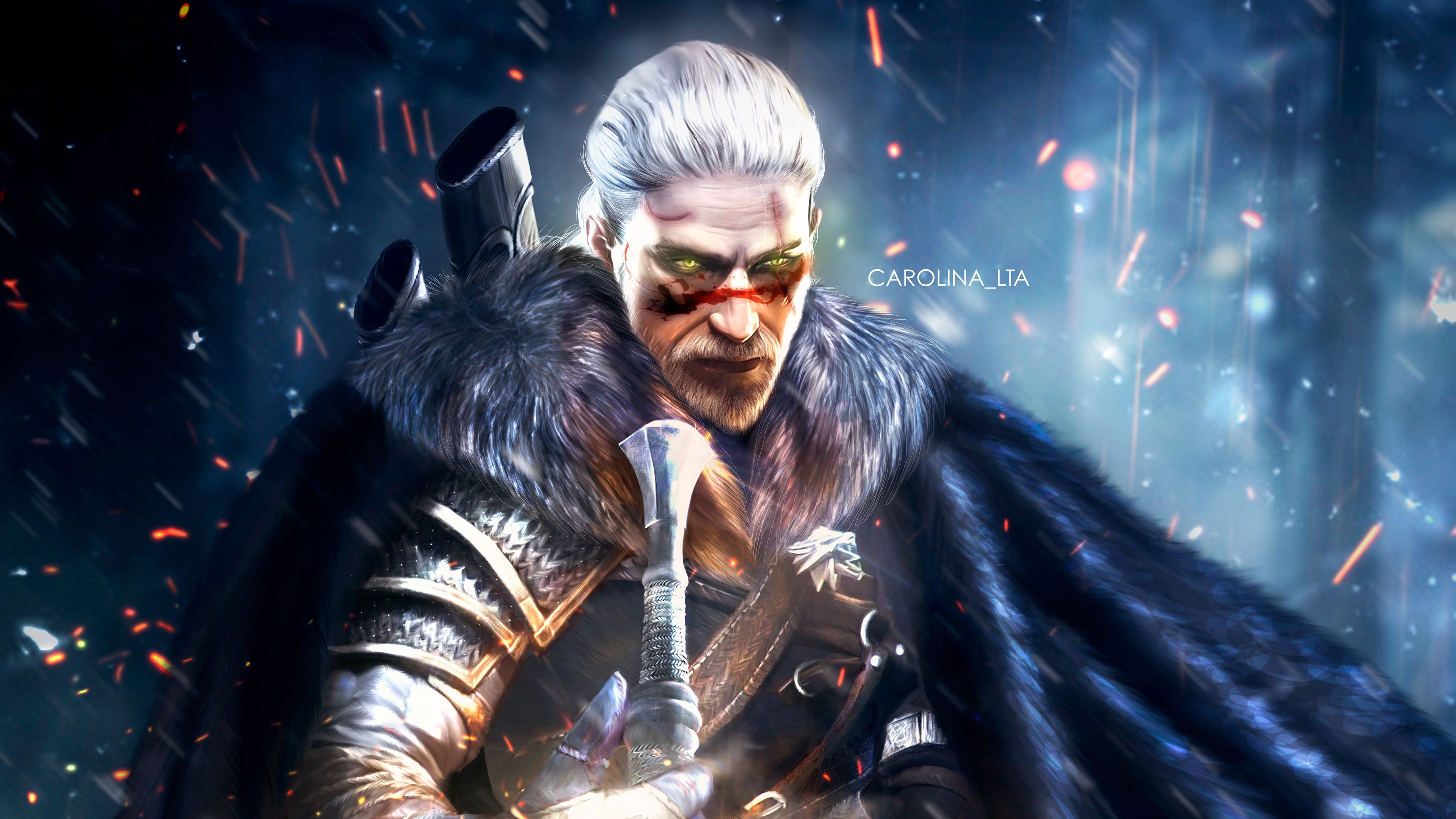 Geralt di Rivia, Witcher 3, 3840x2160 4K, PC Desktop