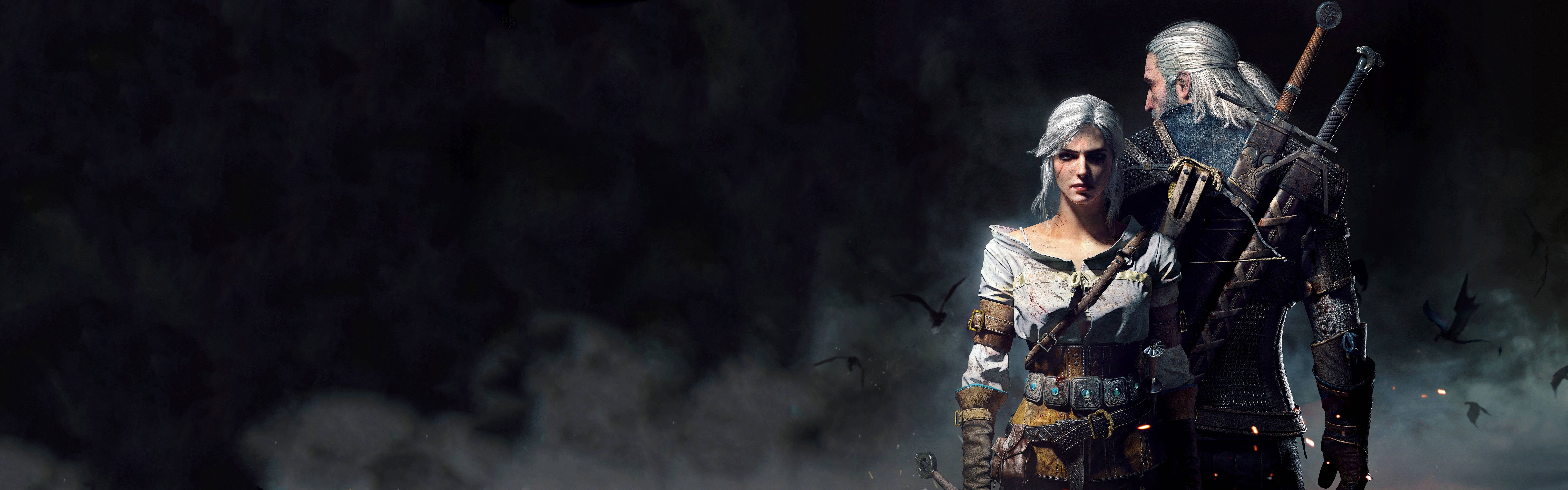 Geralt e Ciri, The Witcher 3, Geralt di Rivia, 7680x2400 Panoramico, Dual Screen