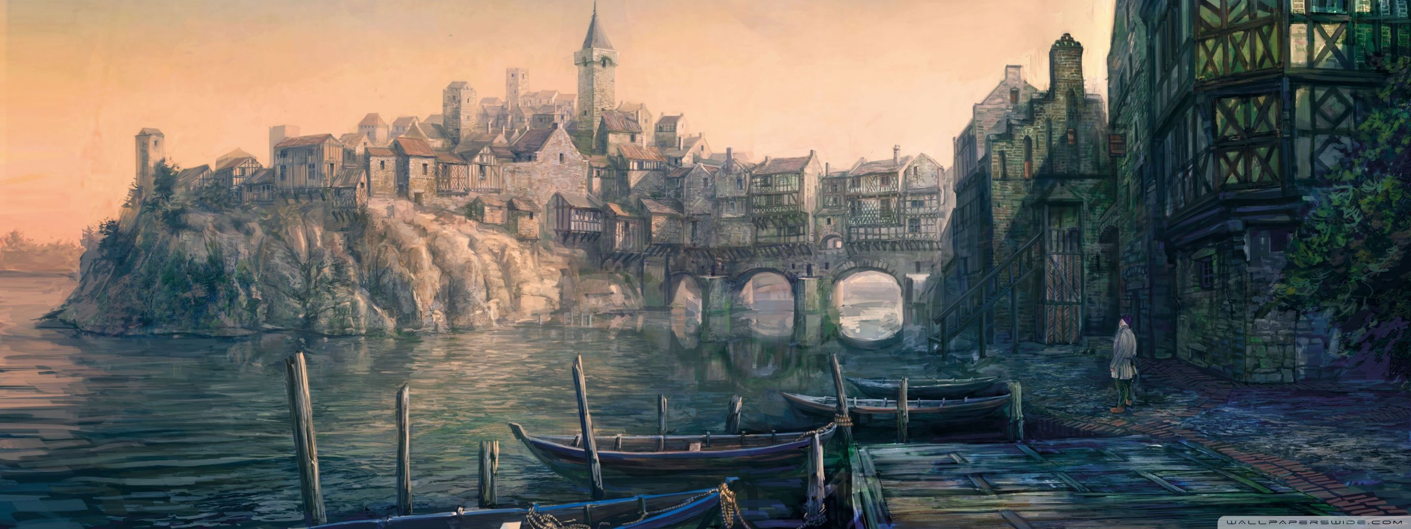 The Witcher 3 porto Novigrad, 2880x1080 Ultrawide, Monitor Gaming