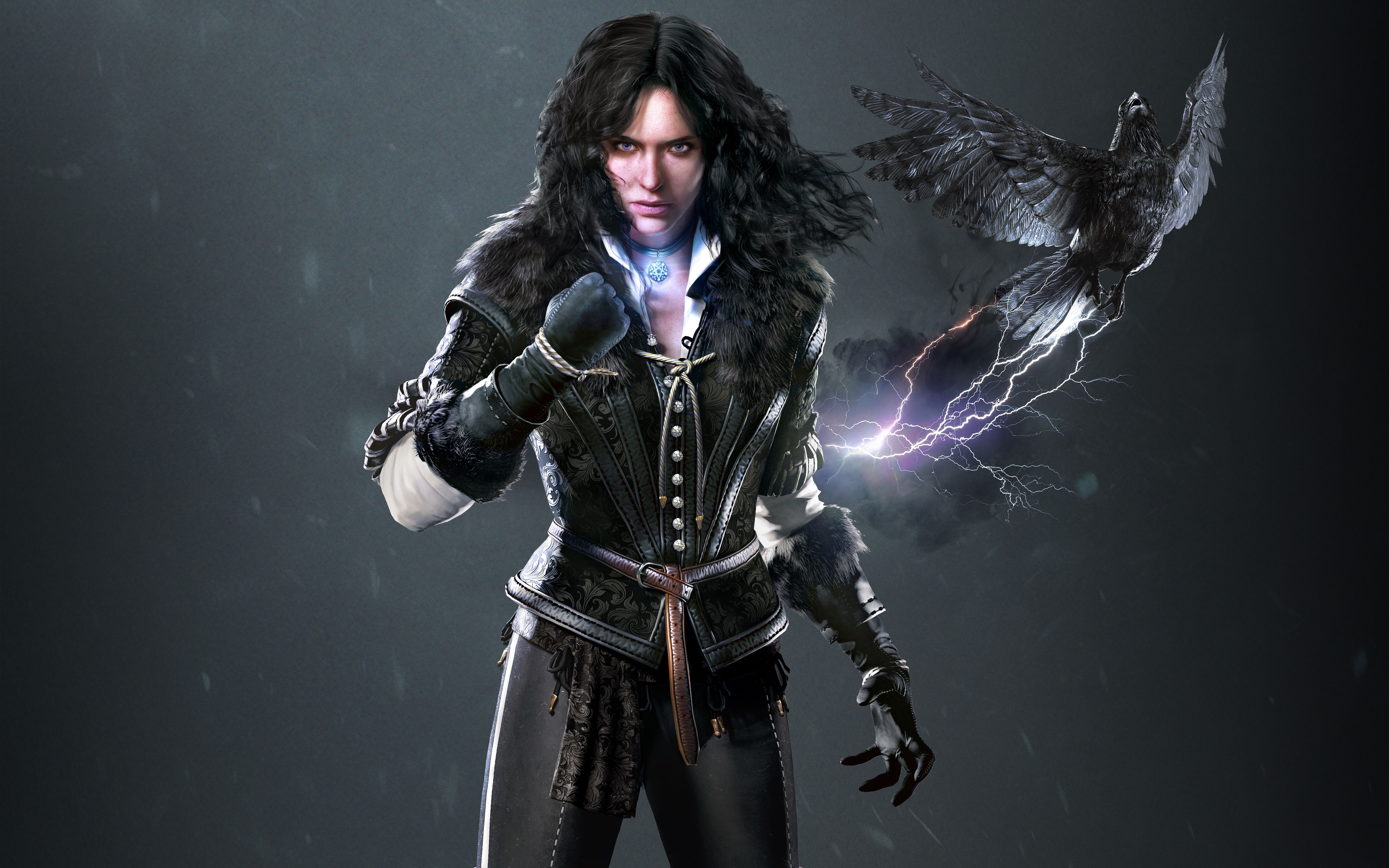 Yennefer con corvo, magia, 7755x4847 4K Ultra HD, Monitor 4K