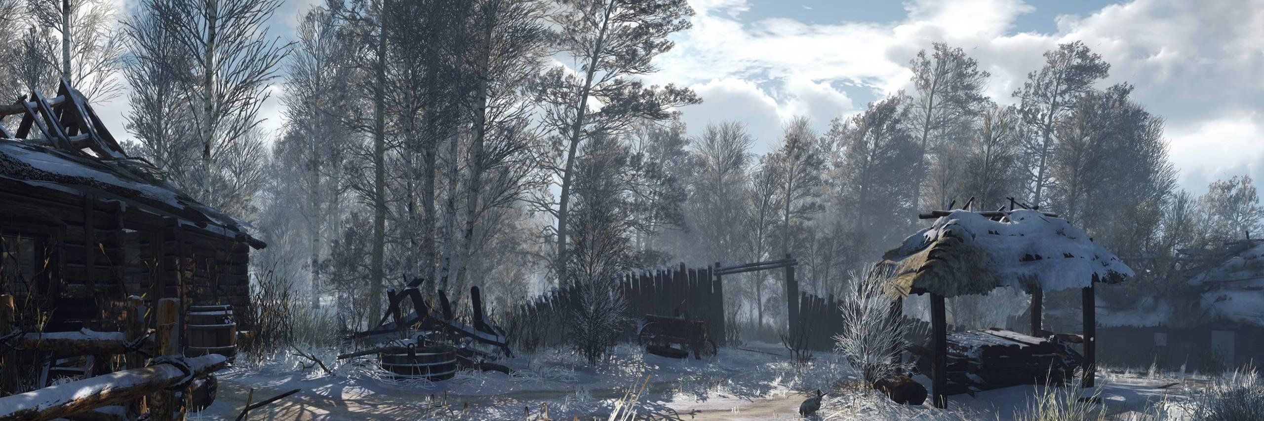 Villaggio innevato distrutto Witcher, 2560x854 Ultrawide, Dual Monitor
